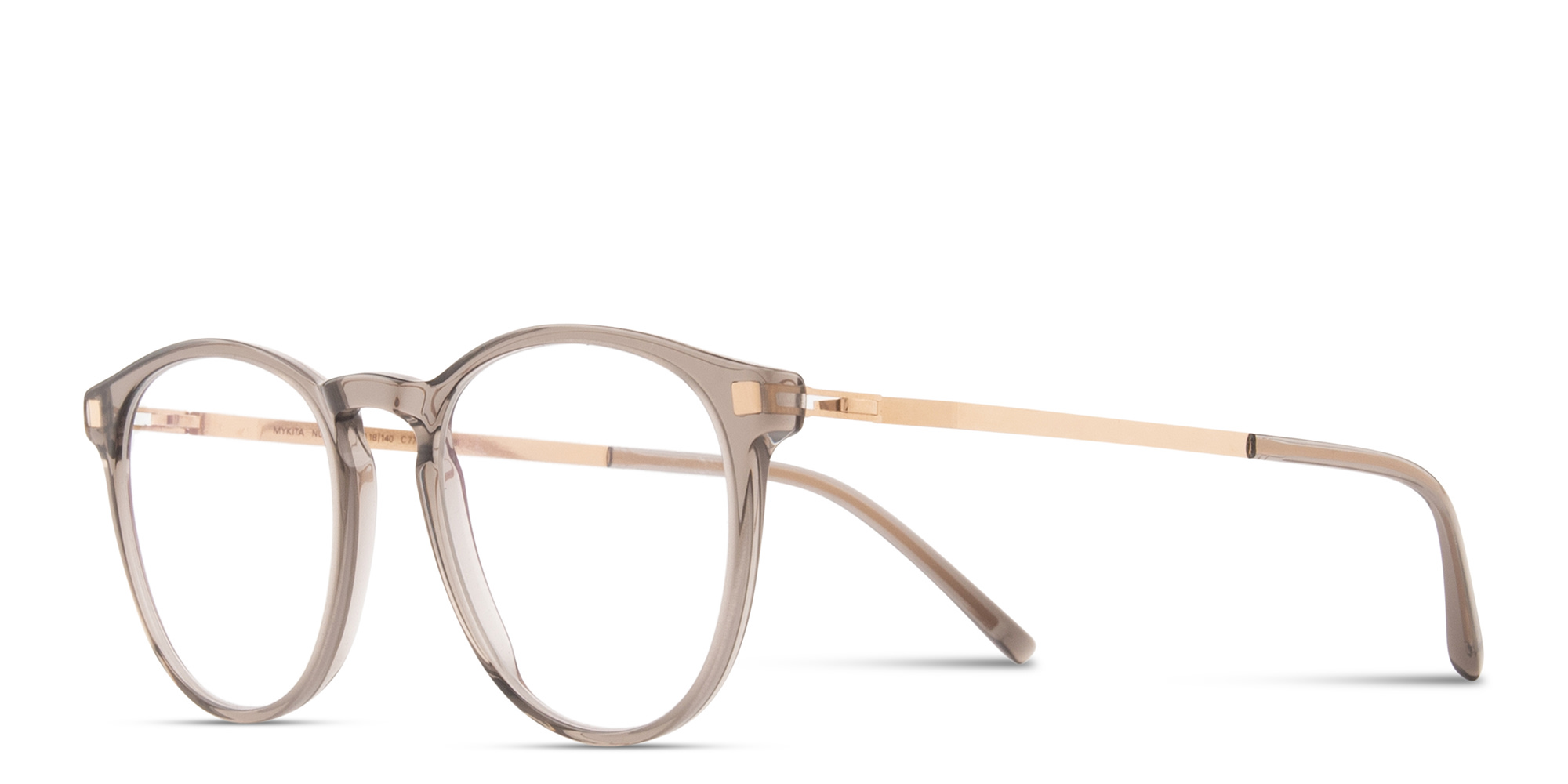 Shop MYKITA Nukka Unisex Round Eyeglasses in Transparent Brown online.