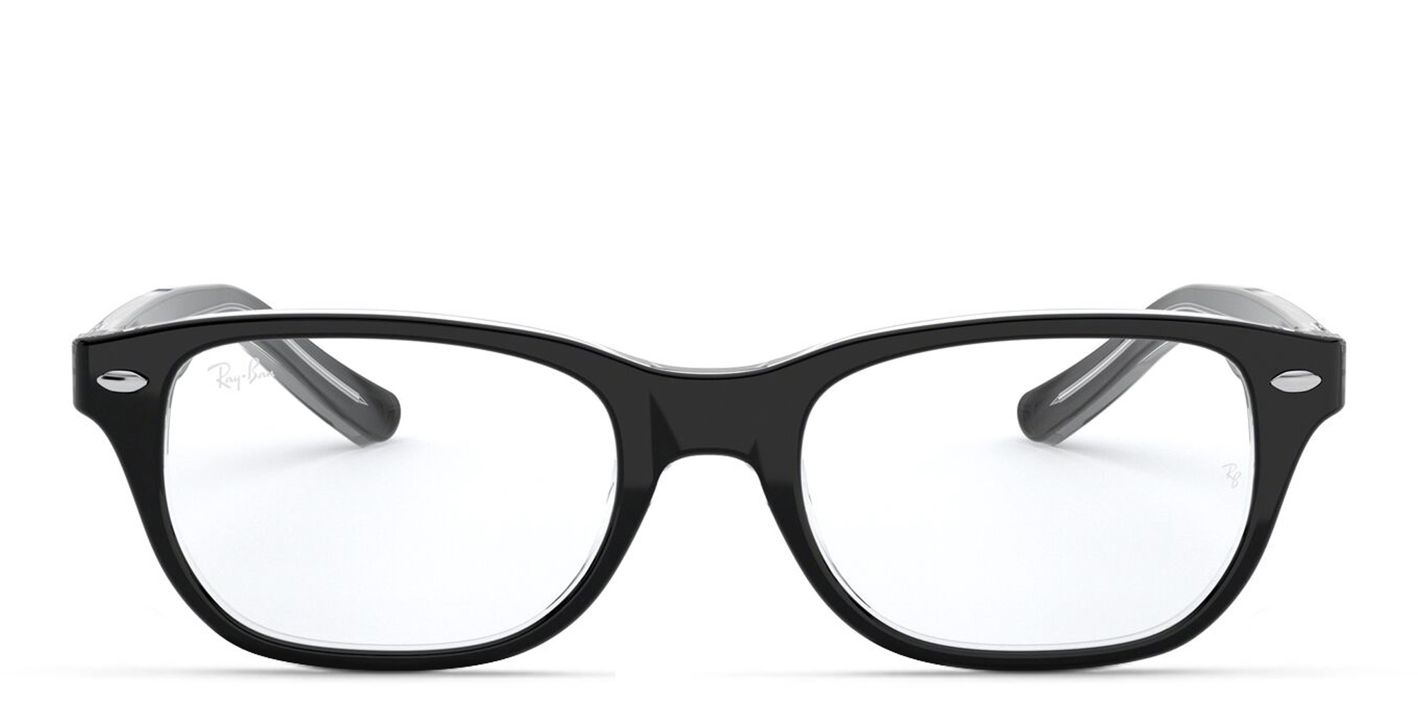 Ray-Ban Kids Rectangle Eyeglasses in Black On Transparent – Product Photo 1