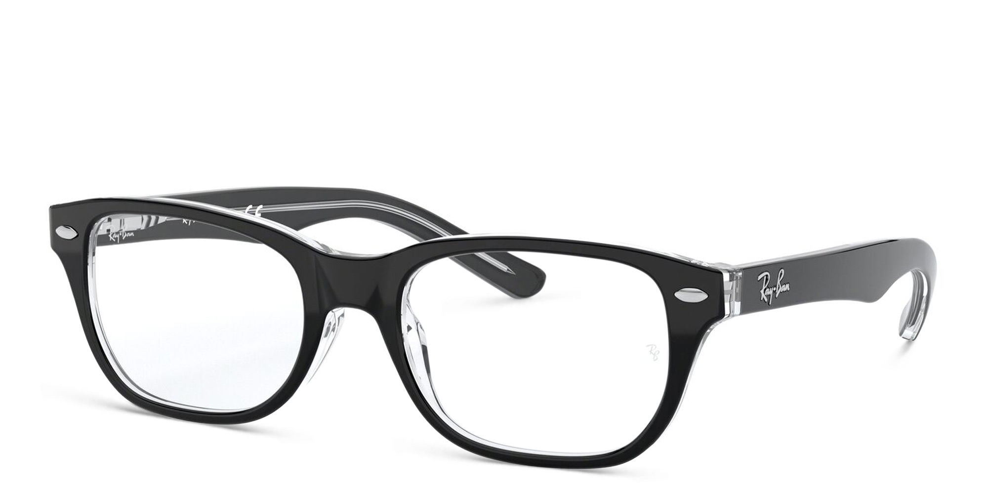 Ray-Ban Kids Rectangle Eyeglasses in Black On Transparent – Product Photo 2