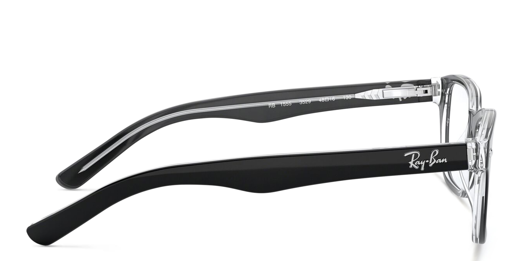 Ray-Ban Kids Rectangle Eyeglasses in Black On Transparent – Product Photo 3