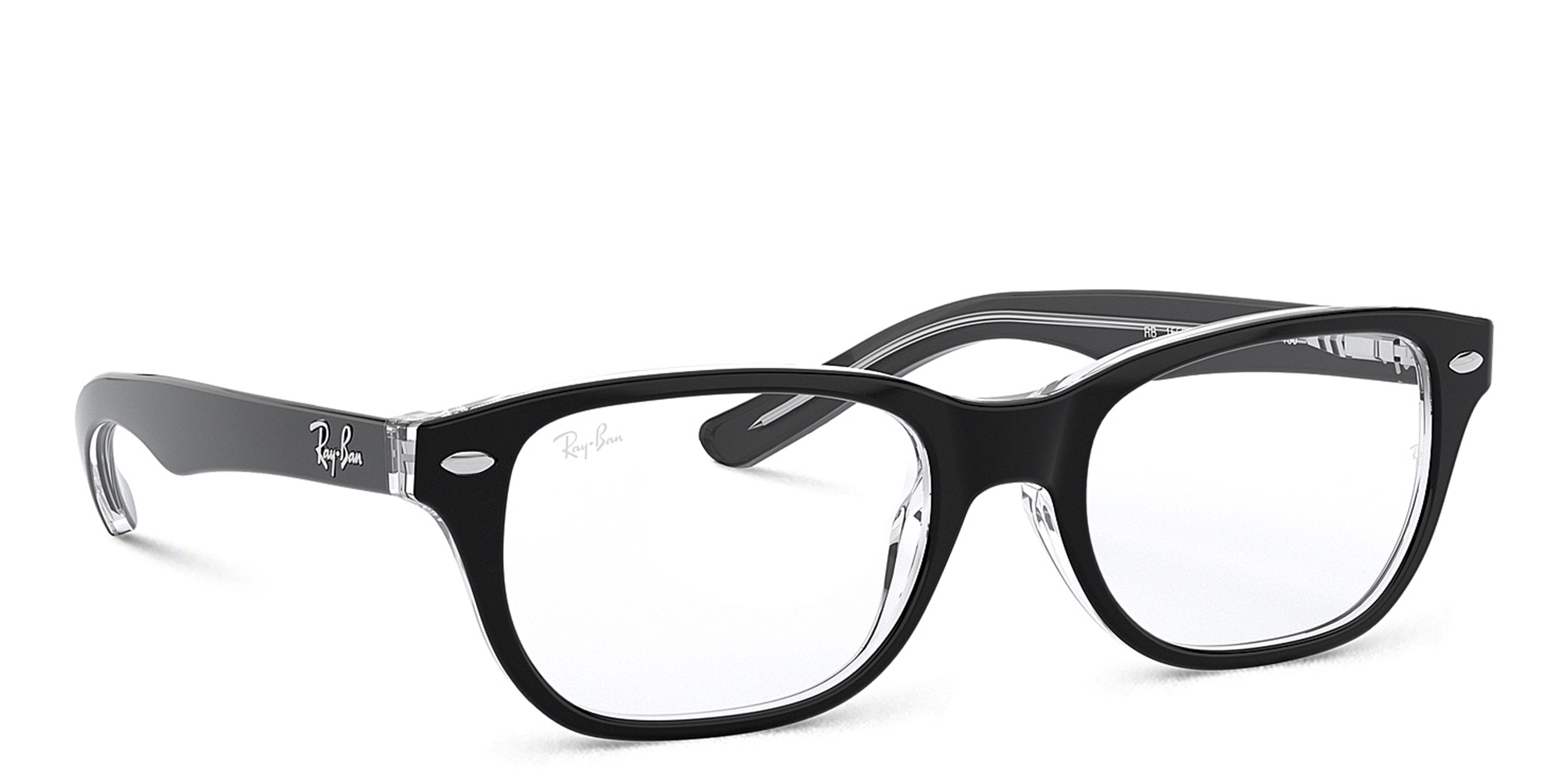 Ray-Ban Kids Rectangle Eyeglasses in Black On Transparent – Product Photo 4