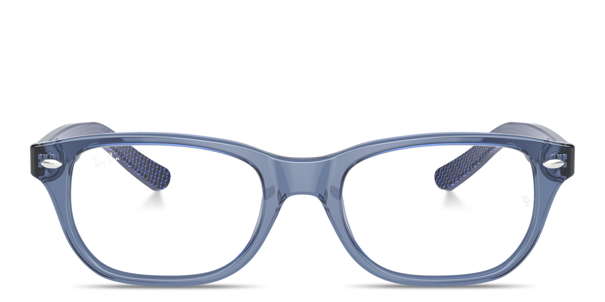 Ray-Ban Logo Kids Rectangle Eyeglasses in Transparent Blue – Product Photo 1