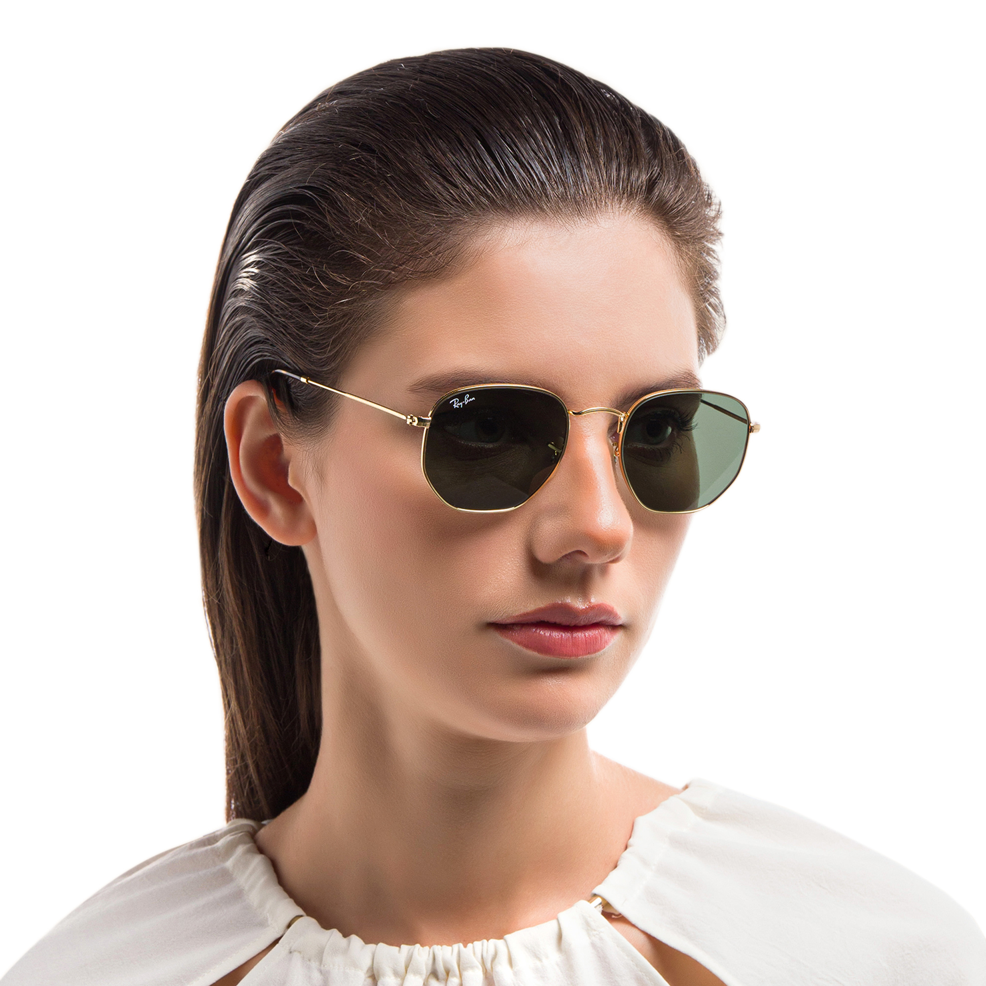 Ray-Ban Hexagonal Flat Lenses Sunglasses in Gold – Product Photo 6
