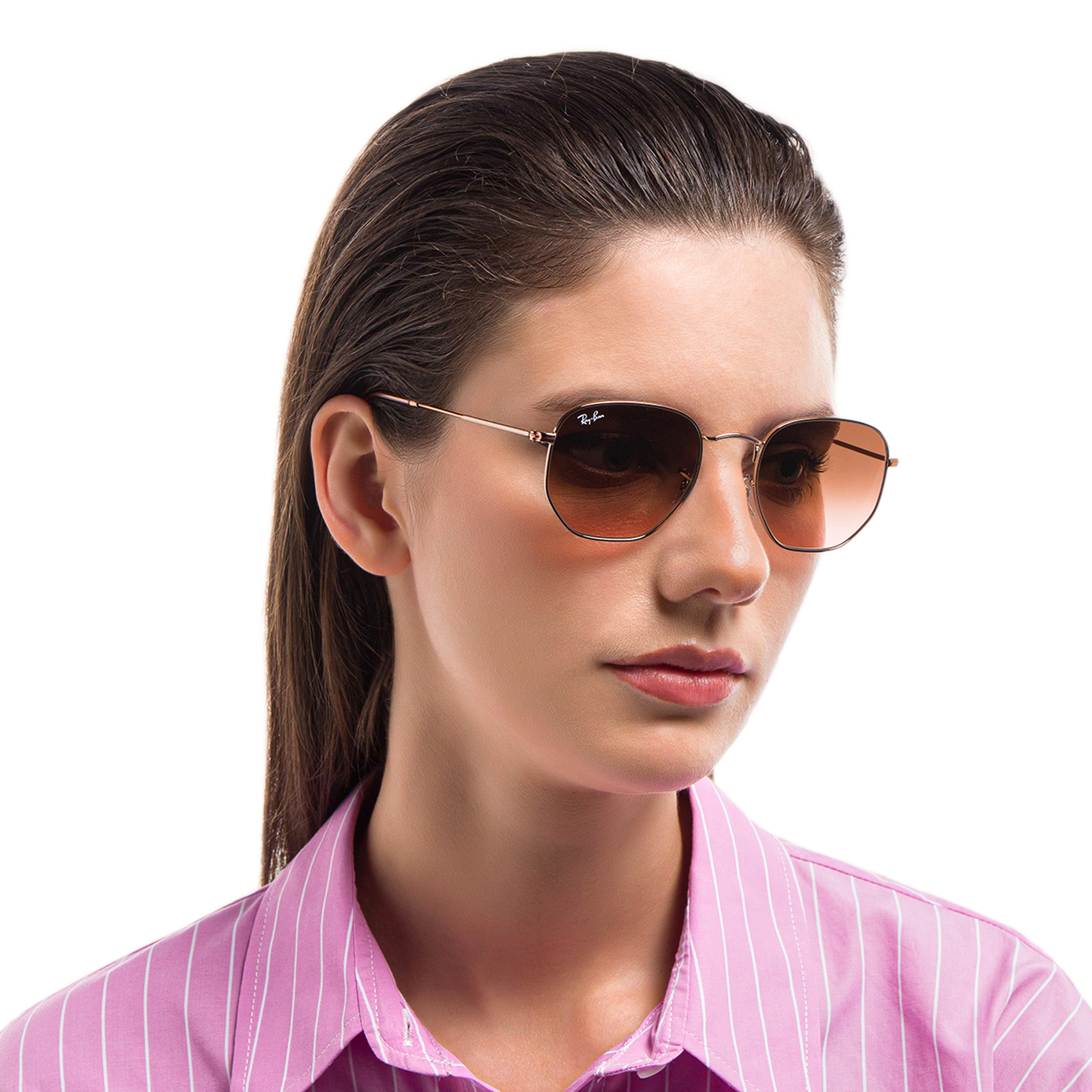 Ray-Ban Hexagonal Flat Lenses Sunglasses in Copper – Product Photo 6