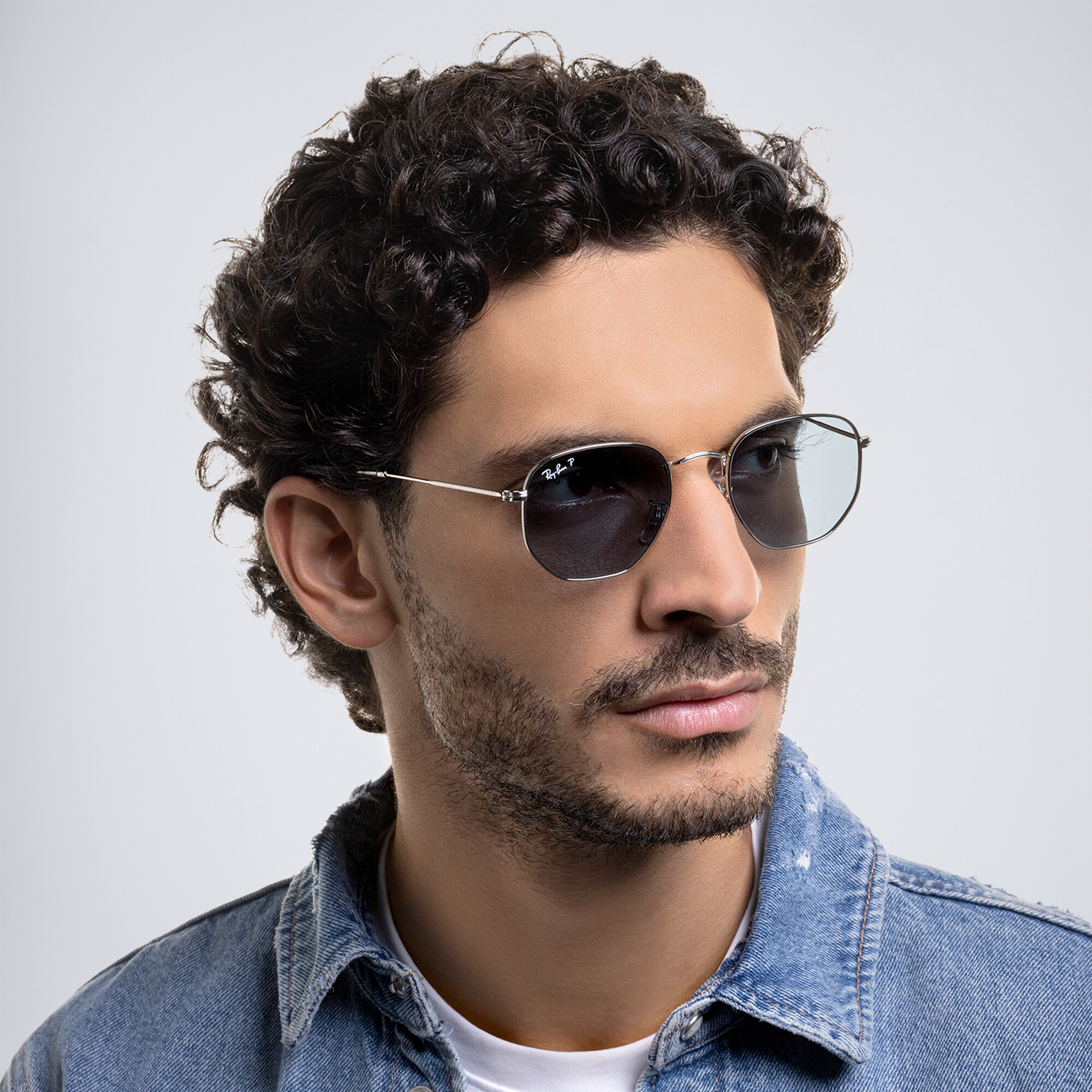 Ray-Ban Hexagonal Unisex Sunglasses in Silver – Product Photo 8