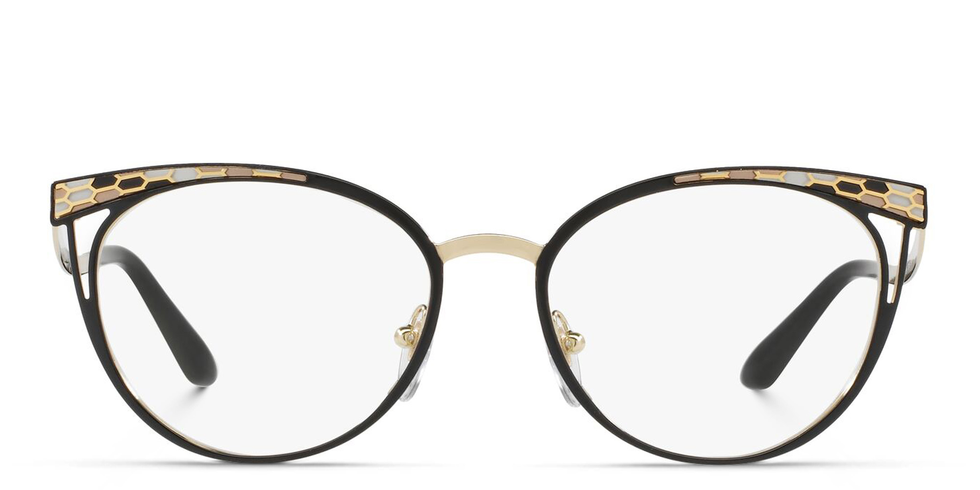BVLGARI Cat Eye Eyeglasses in Black/Pale Gold – Product Photo 1