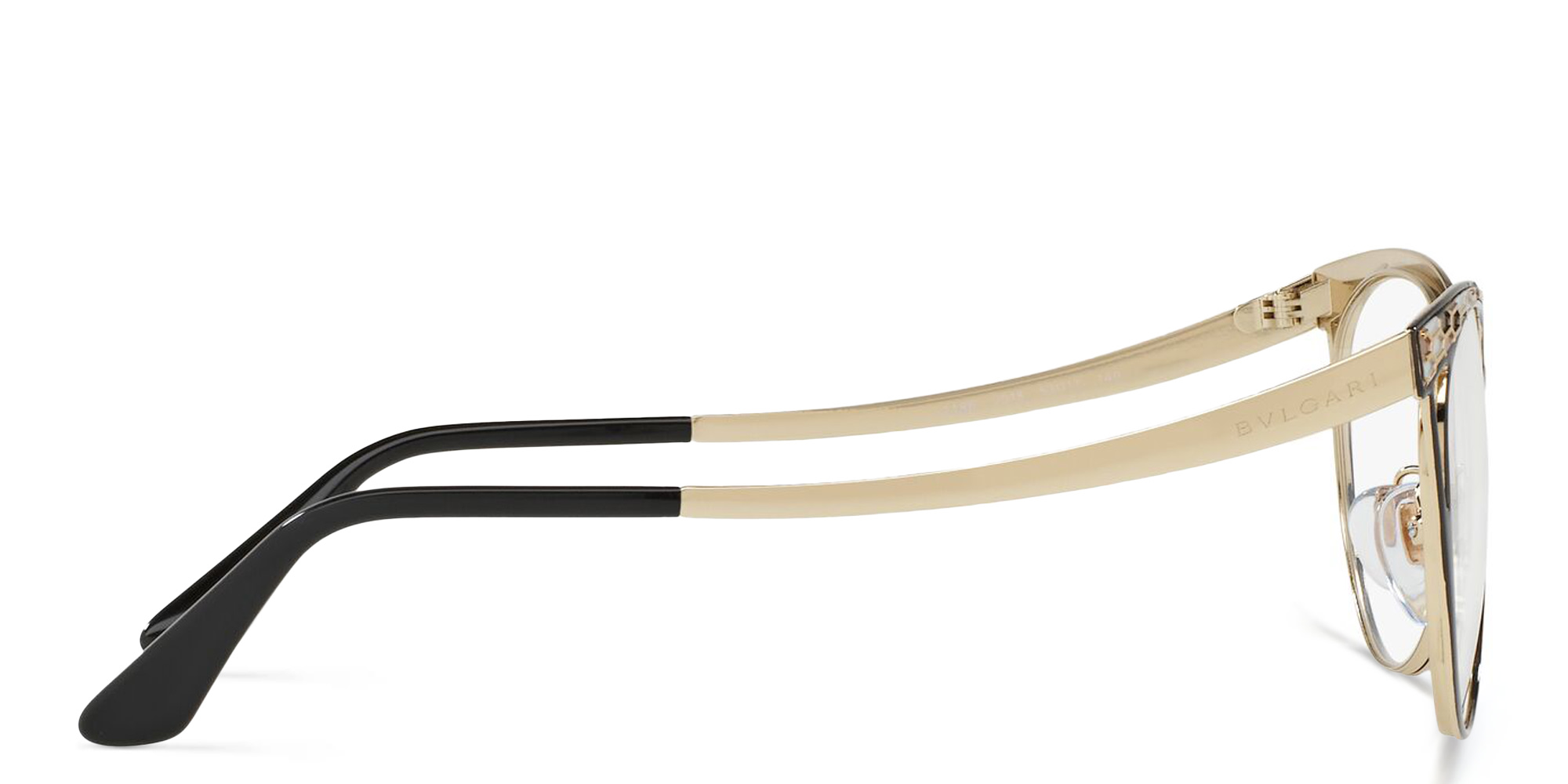 BVLGARI Cat Eye Eyeglasses in Black/Pale Gold – Product Photo 3