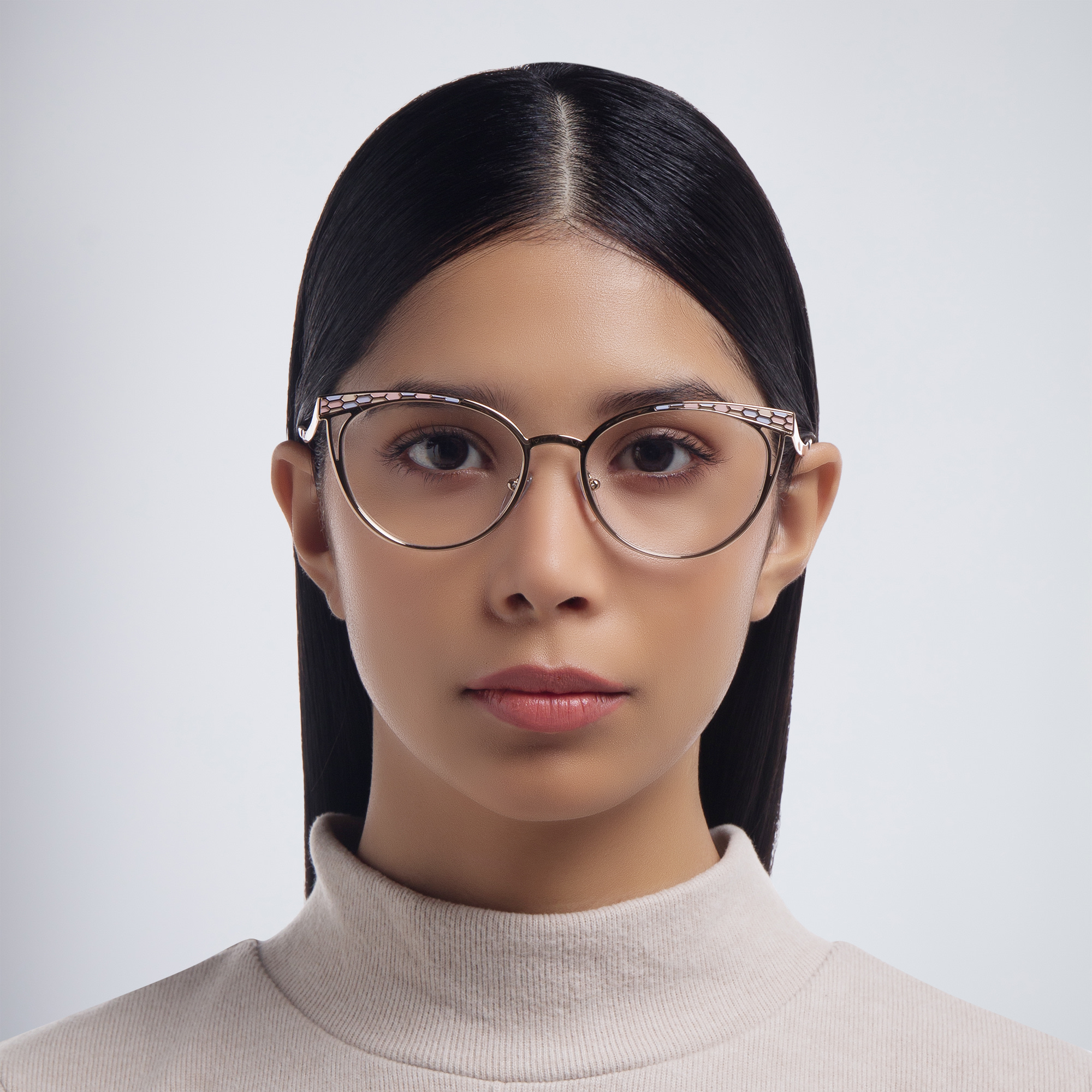 نظارة طبية كات آي من بولغري بلون وردي ذهبي - صورة المنتج 5