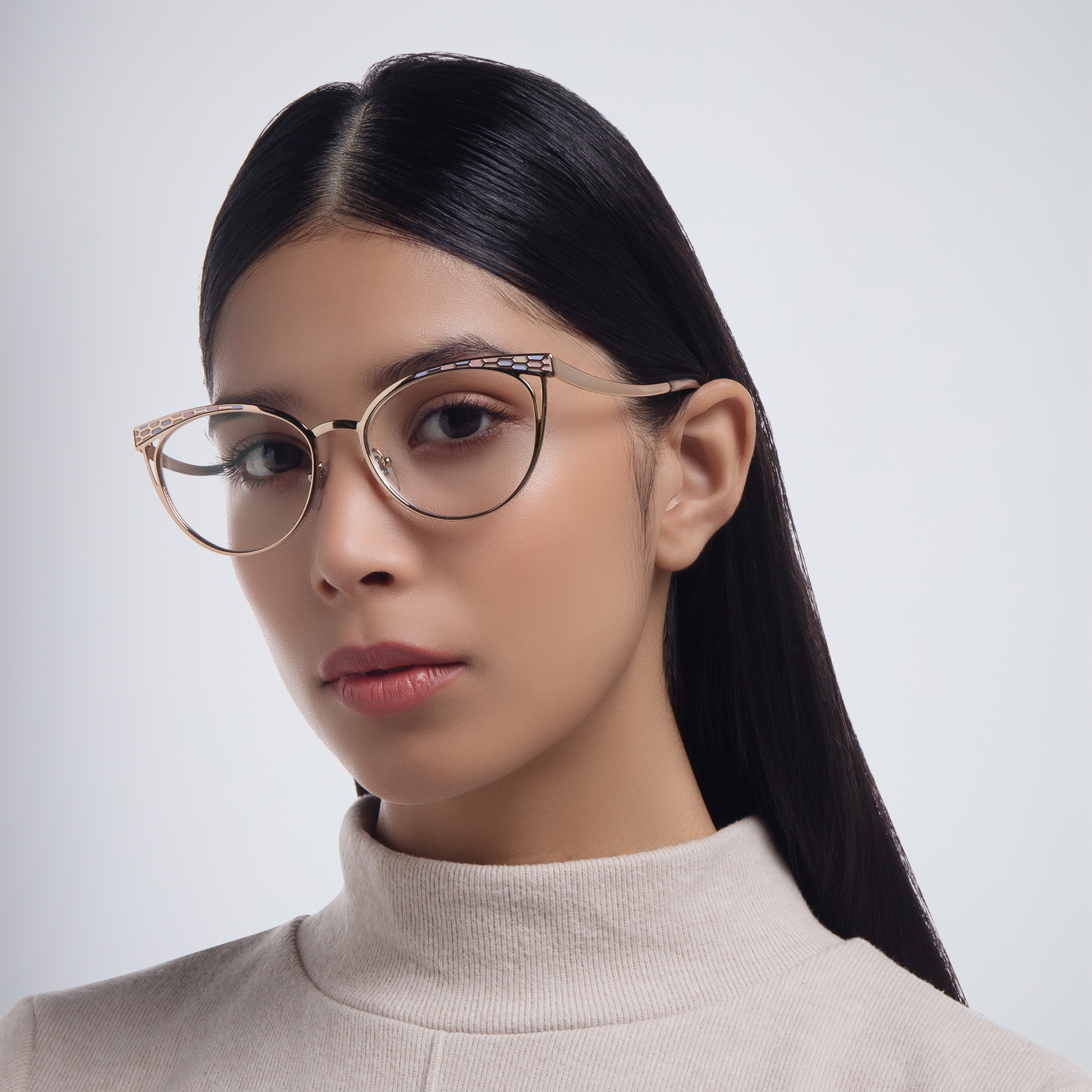 نظارة طبية كات آي من بولغري بلون وردي ذهبي - صورة المنتج 6