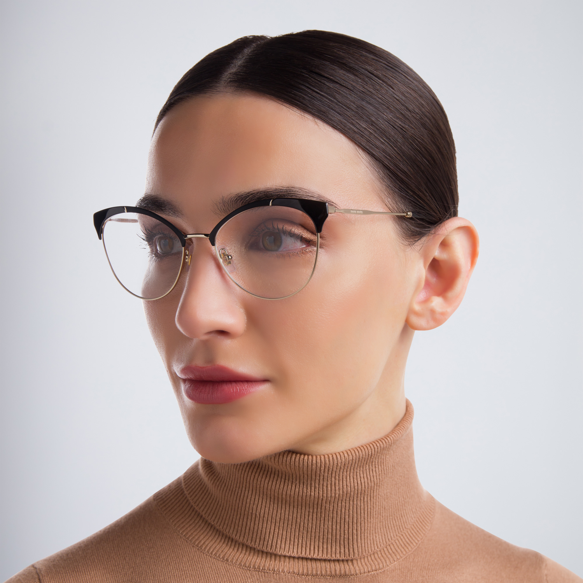 MIU MIU Cat Eye Eyeglasses in Gold – Product Photo 5