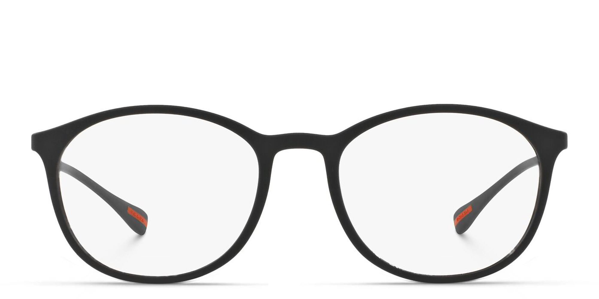 Prada Linea Rossa Square Eyeglasses in Black Rubber – Product Photo 1