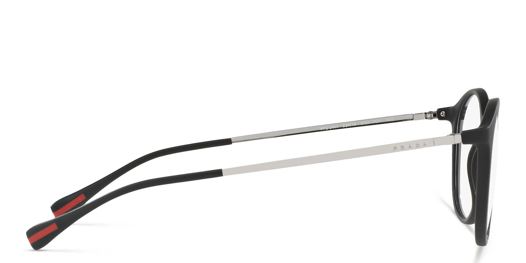 Prada Linea Rossa Square Eyeglasses in Black Rubber – Product Photo 3