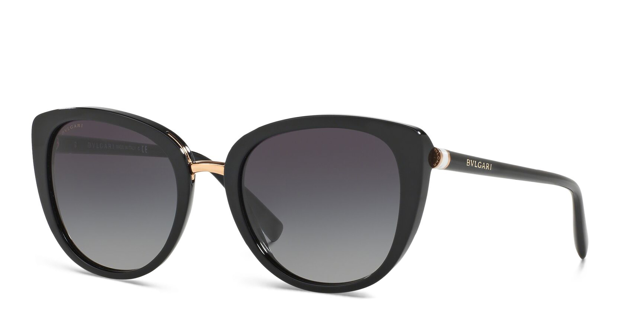 Shop BVLGARI Cat Eye Sunglasses in Black online.
