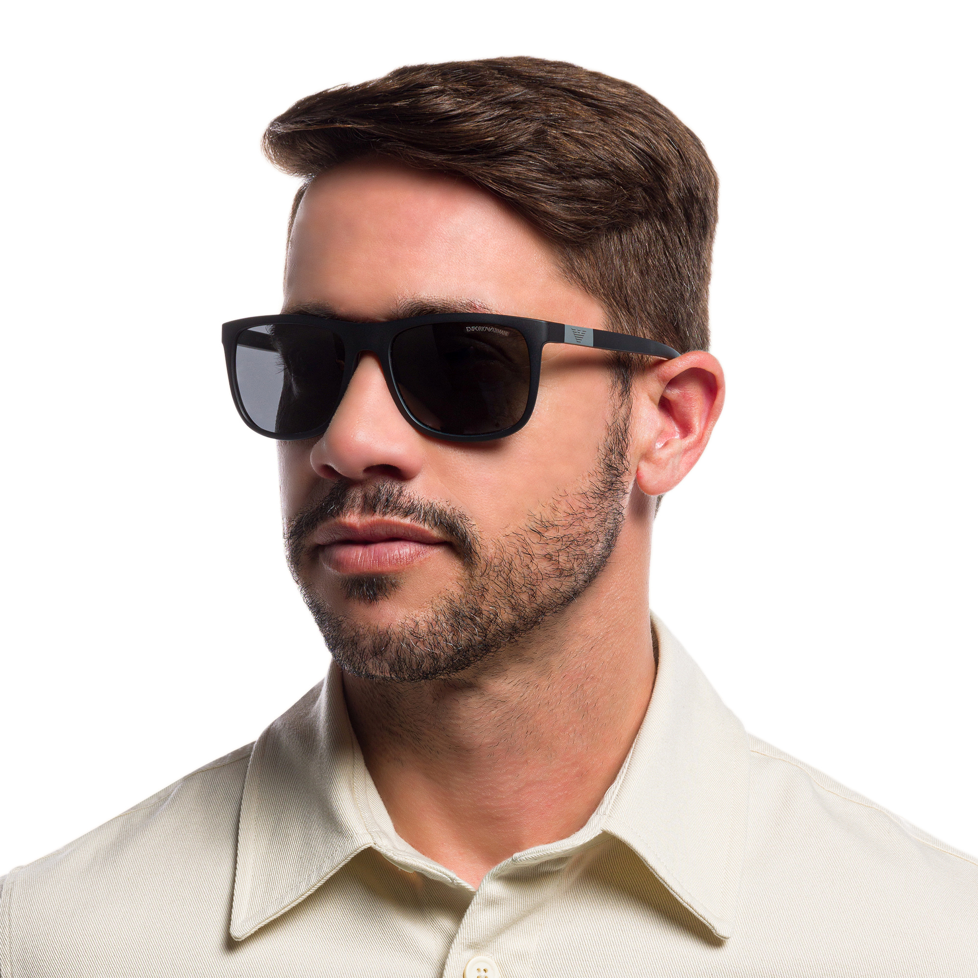 Emporio Armani Square Sunglasses in Matte Black – Product Photo 6