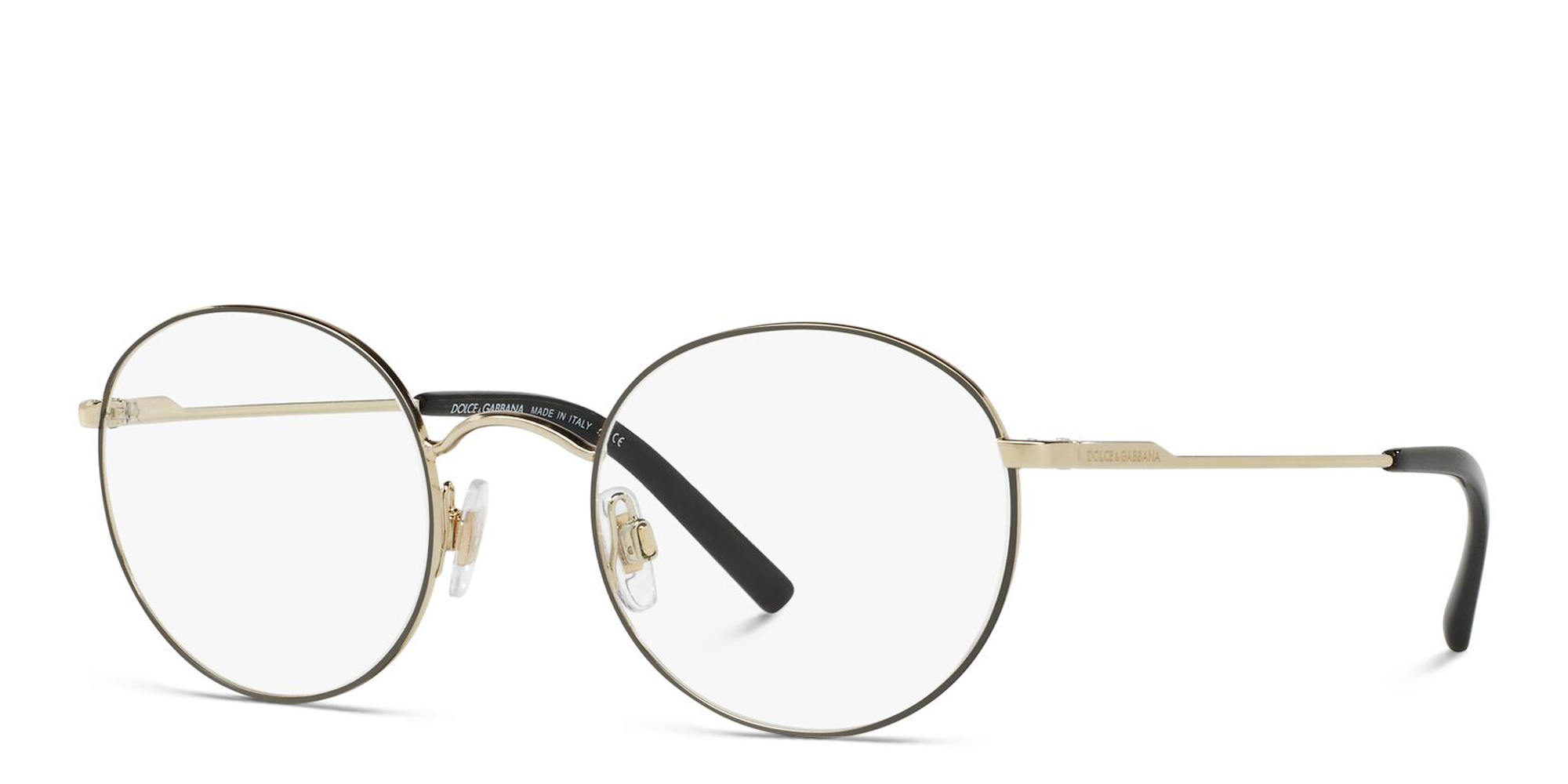 Dolce & Gabbana Round Eyeglasses in Matte Black/Pale Gold – Product Photo 2