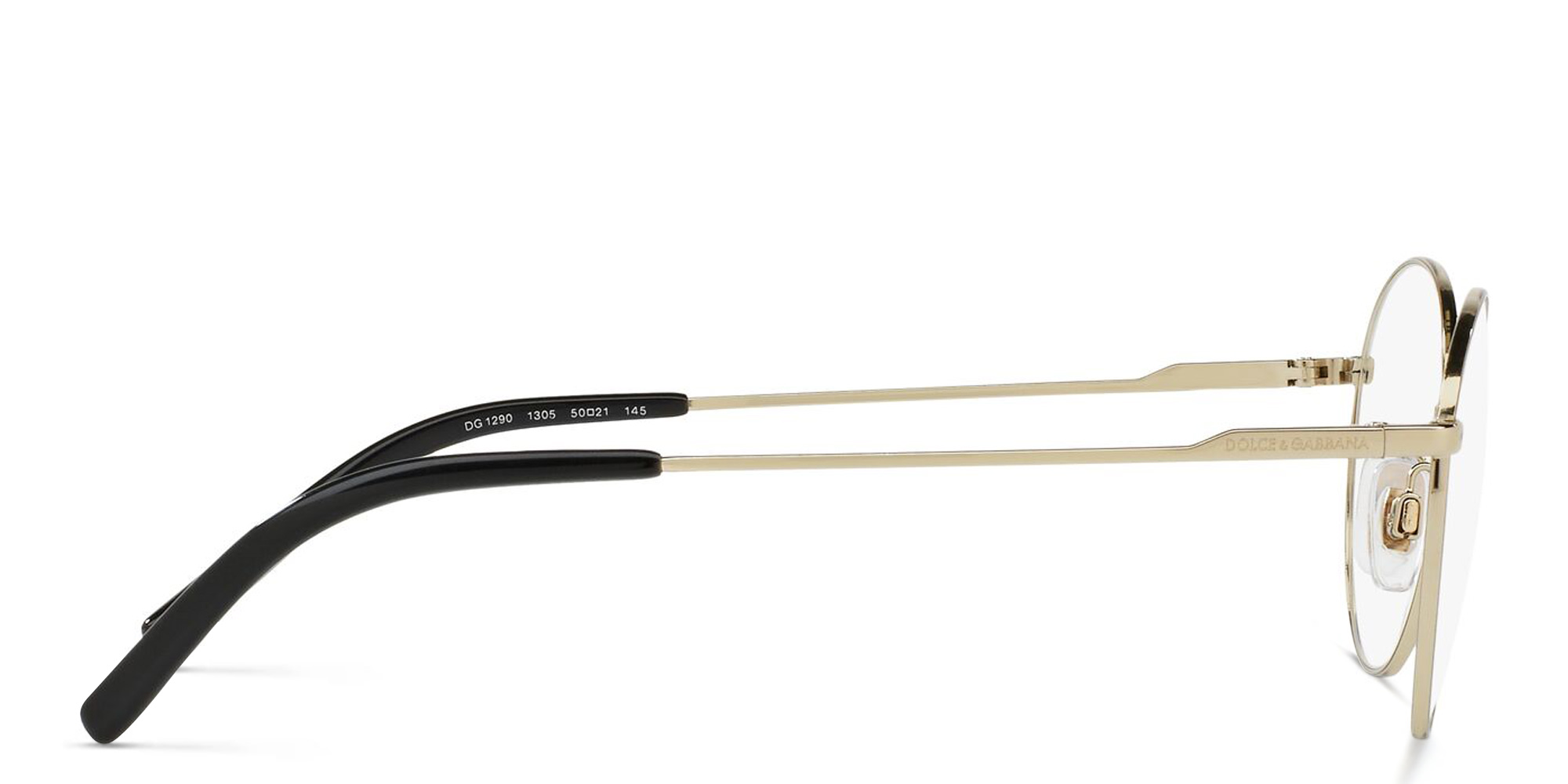 Dolce & Gabbana Round Eyeglasses in Matte Black/Pale Gold – Product Photo 3