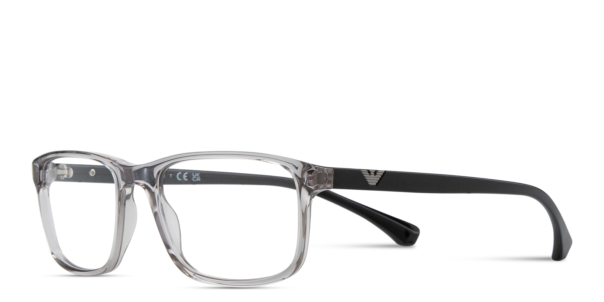 Emporio Armani Essential Leisure Rectangle Eyeglasses in Transparent Grey – Product Photo 2