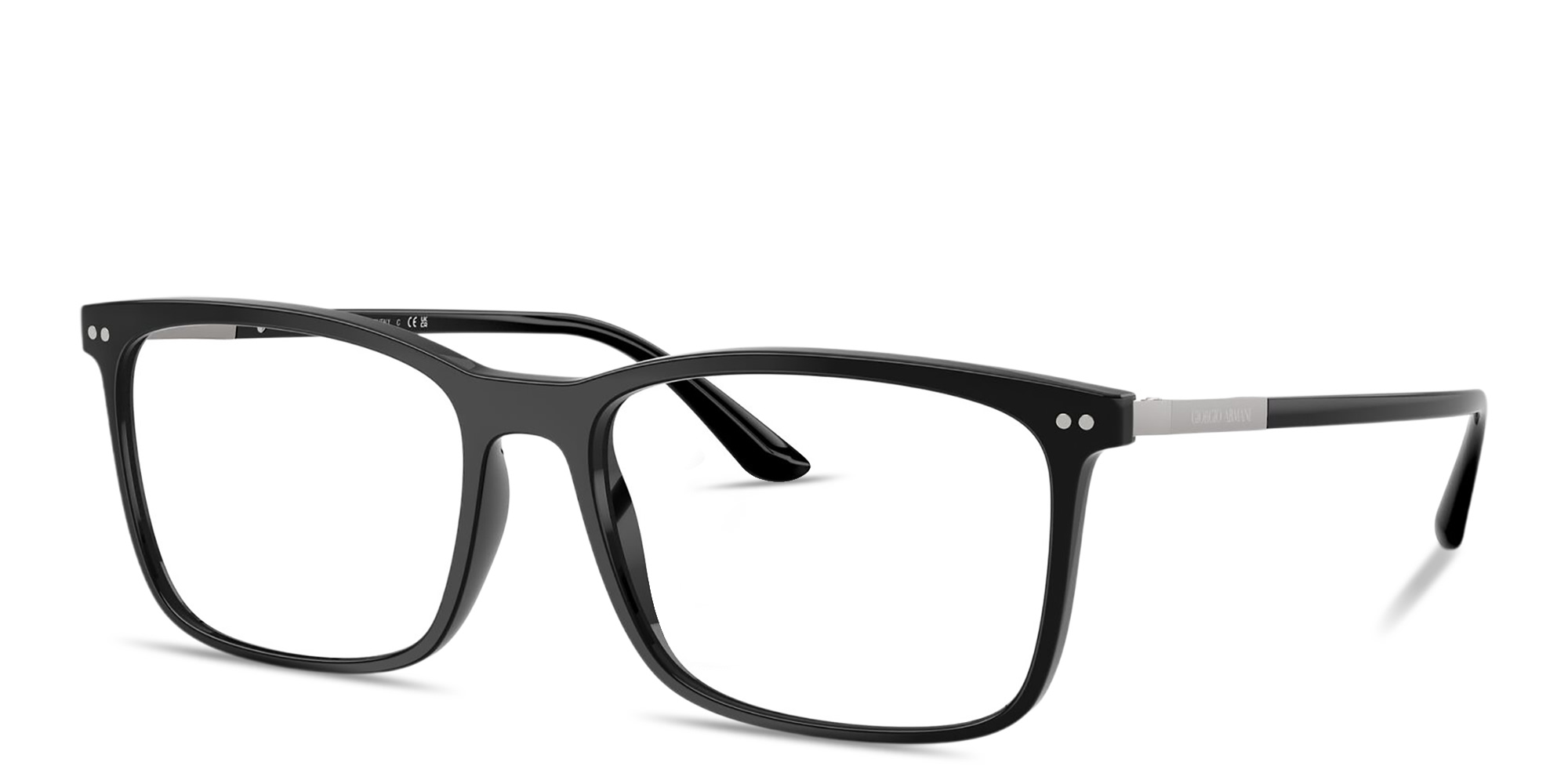 GIORGIO ARMANI Engraved Logo Square Eyeglasses in Shiny Black – Product Photo 2