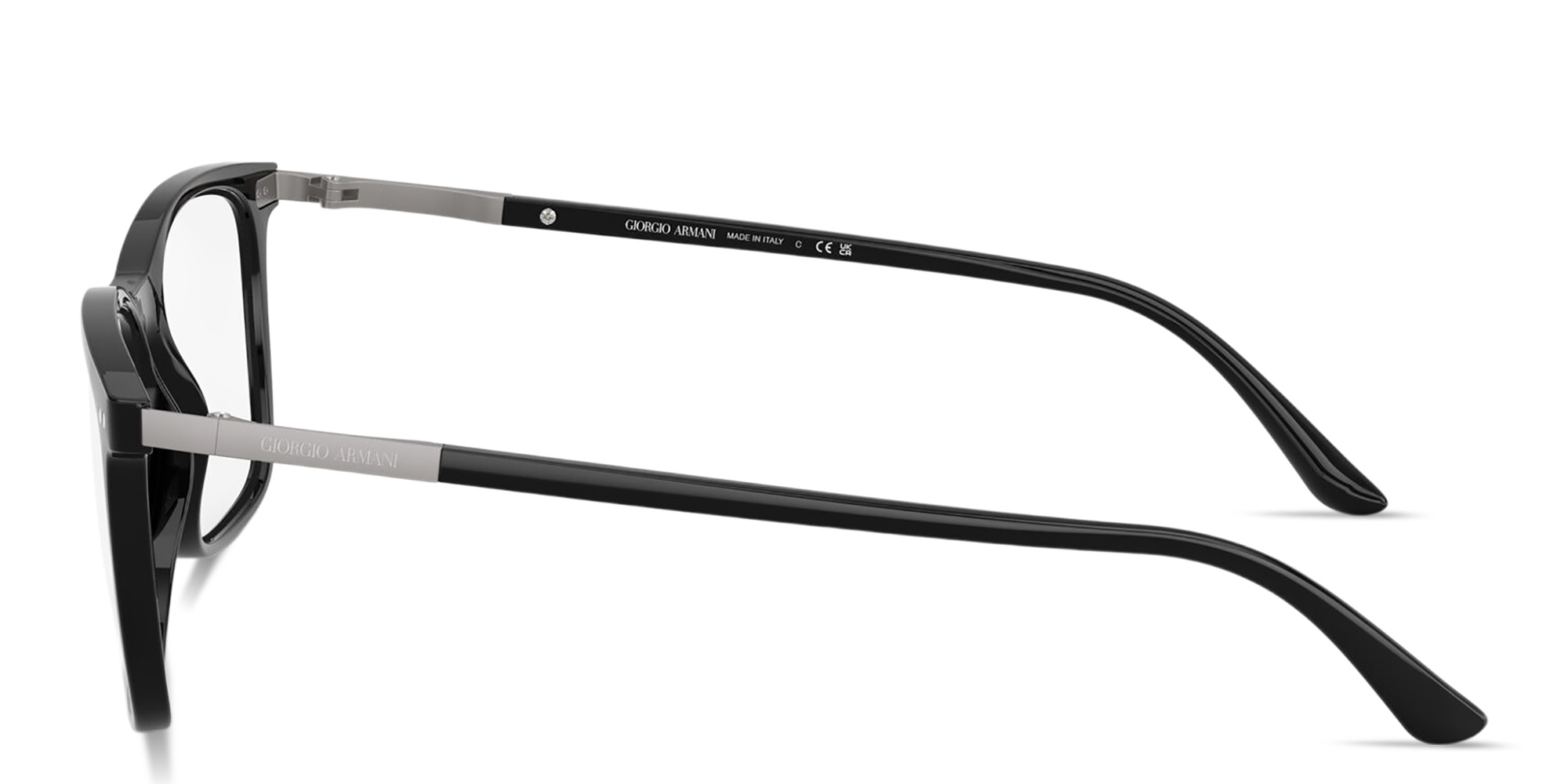 GIORGIO ARMANI Engraved Logo Square Eyeglasses in Shiny Black – Product Photo 3