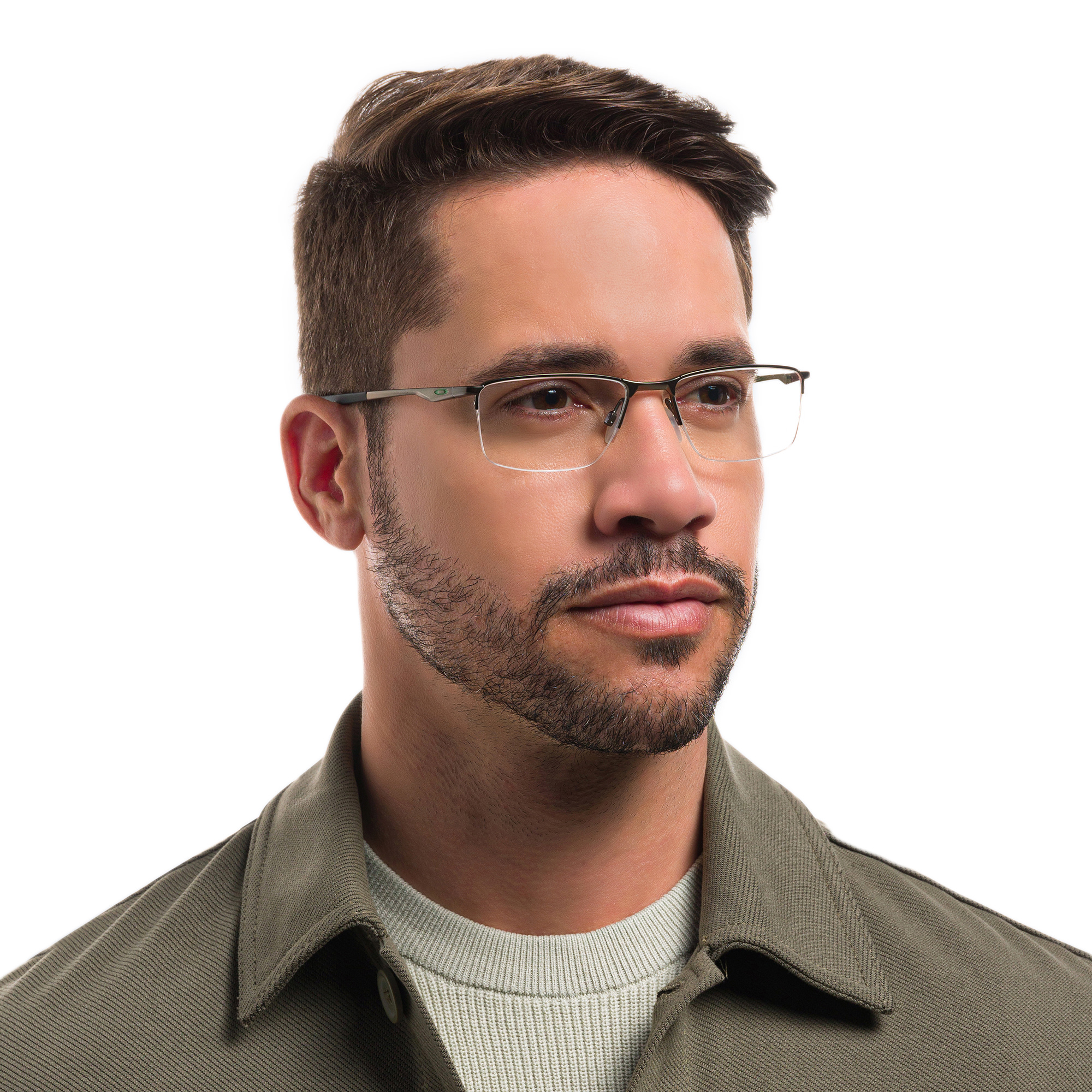 Oakley SOCKET 5.5 Half-Rim Rectangle Eyeglasses in Satin Pewter – Product Photo 5