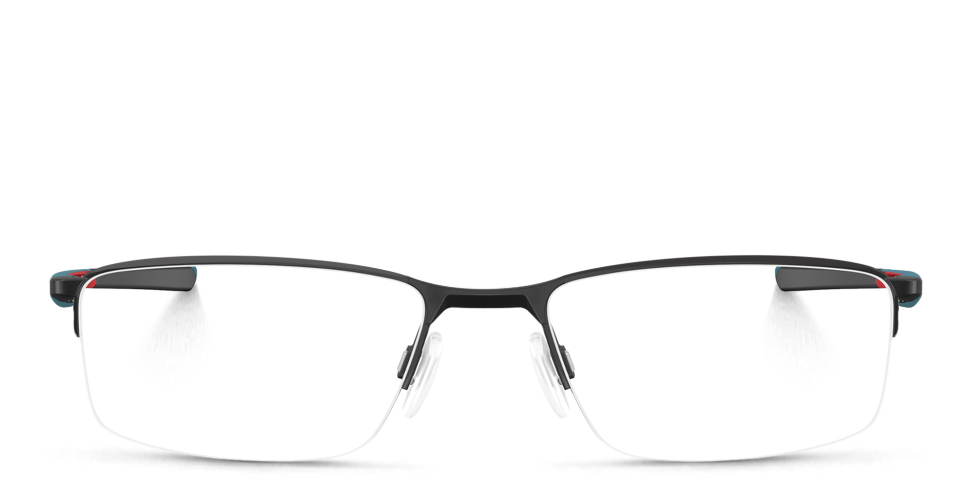 Shop Oakley Half-Rim Rectangle Eyeglasses in Satin Black online.