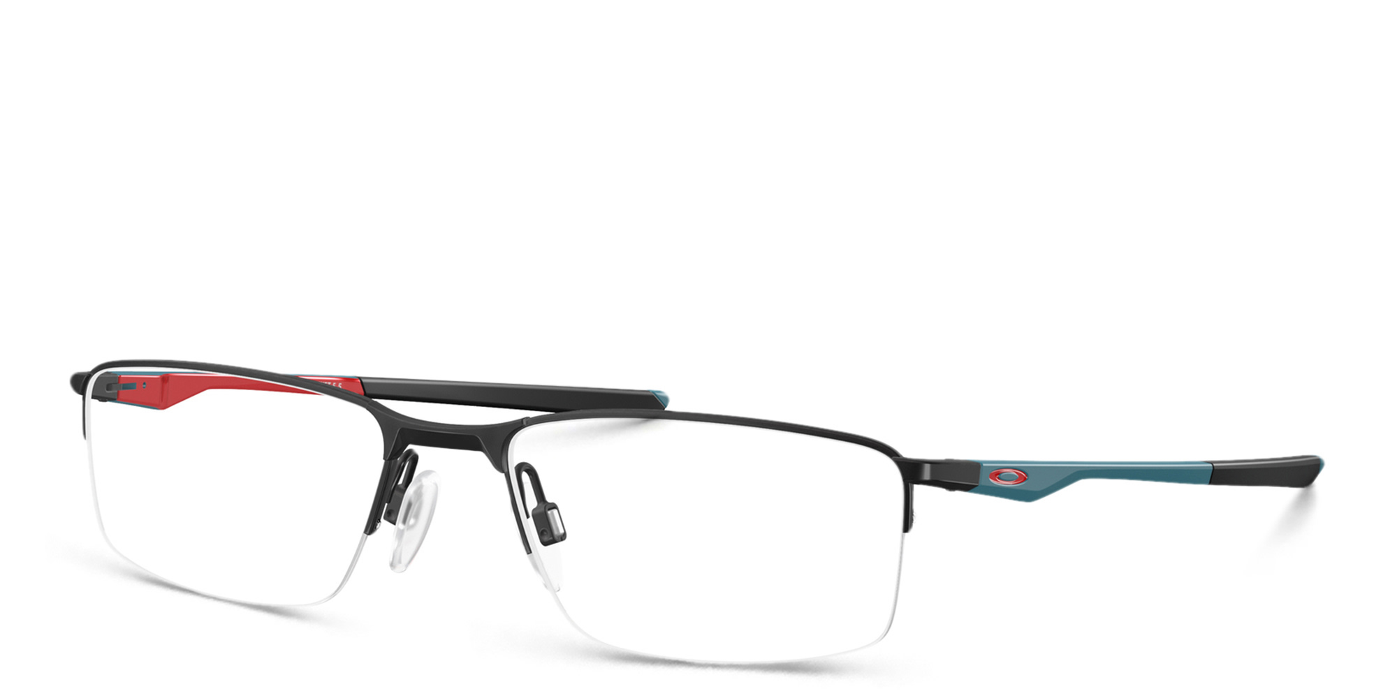 Shop Oakley Half-Rim Rectangle Eyeglasses in Satin Black online.
