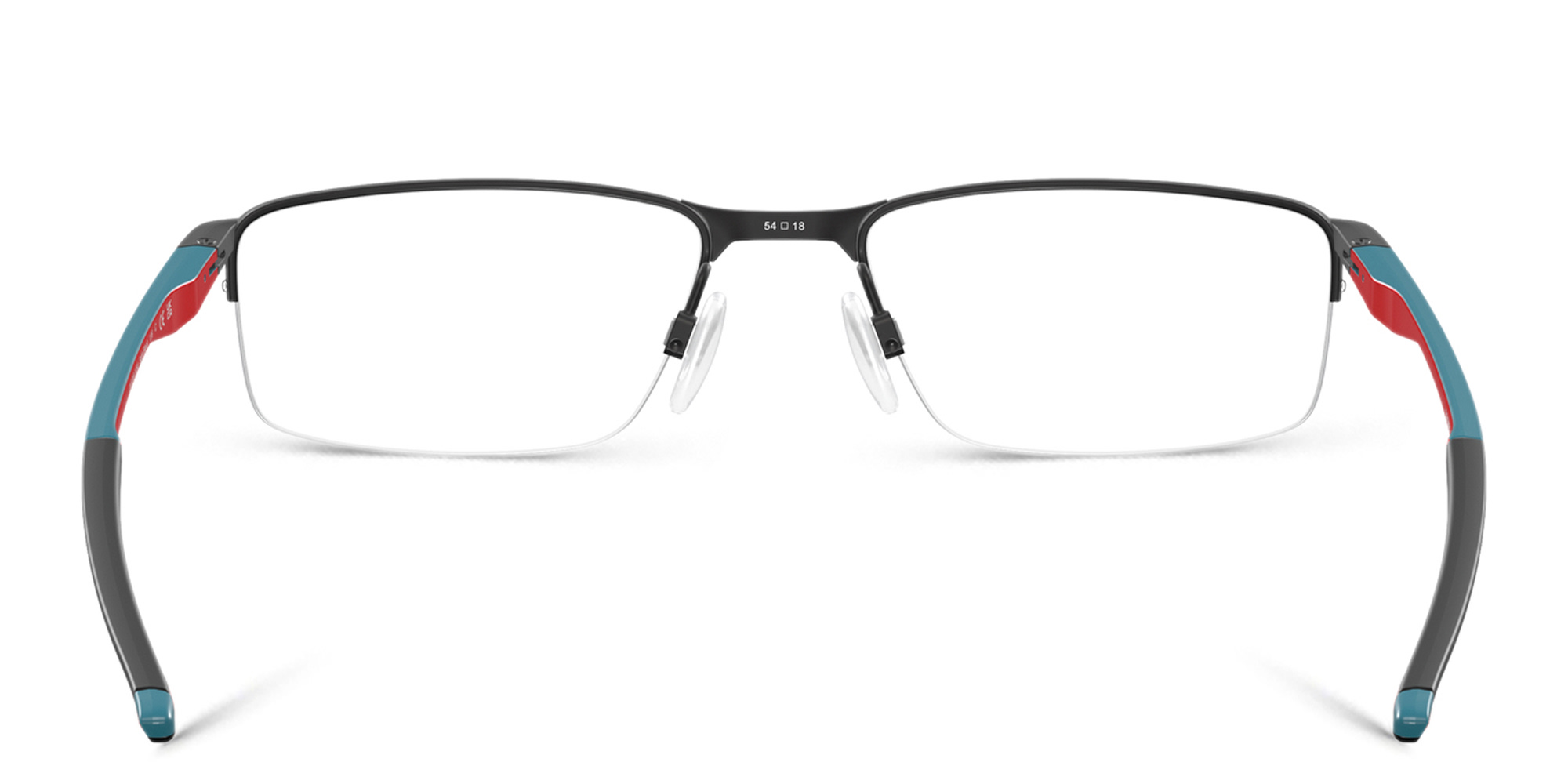 Shop Oakley Half-Rim Rectangle Eyeglasses in Satin Black online.