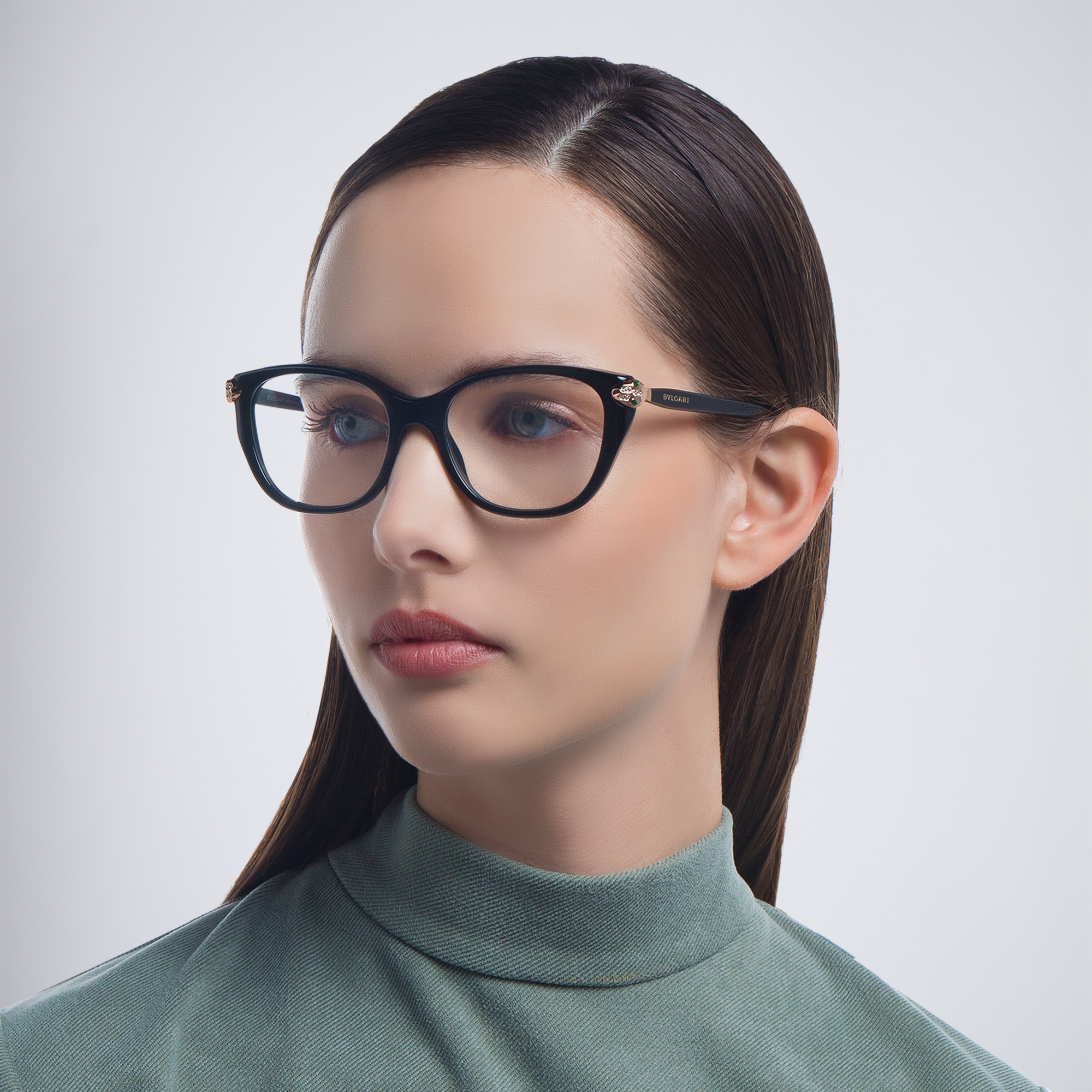 BVLGARI Square Eyeglasses in Black – Product Photo 6