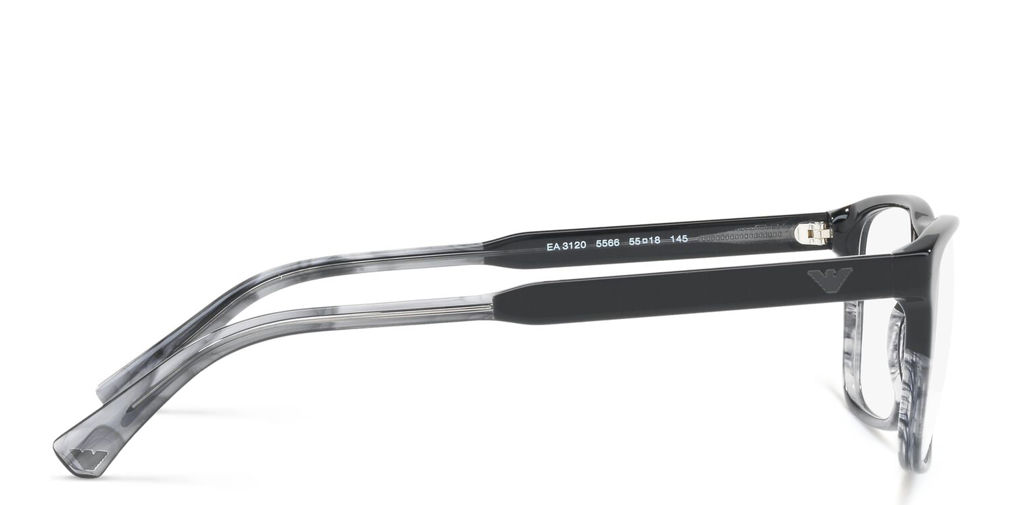 Emporio Armani Rectangle Eyeglasses in Black – Product Photo 3