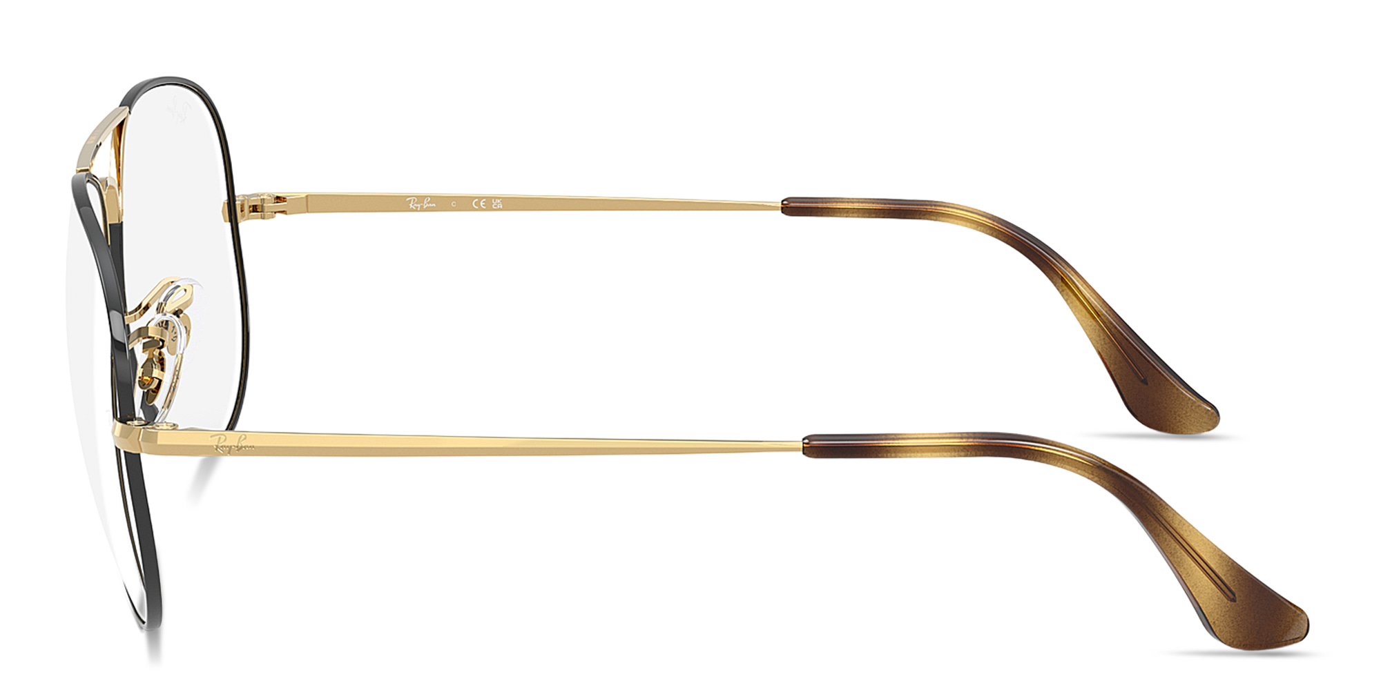 Ray-Ban Aviator Optics Unisex Wide Pilot Eyeglasses in Havana On Arista – Product Photo 3