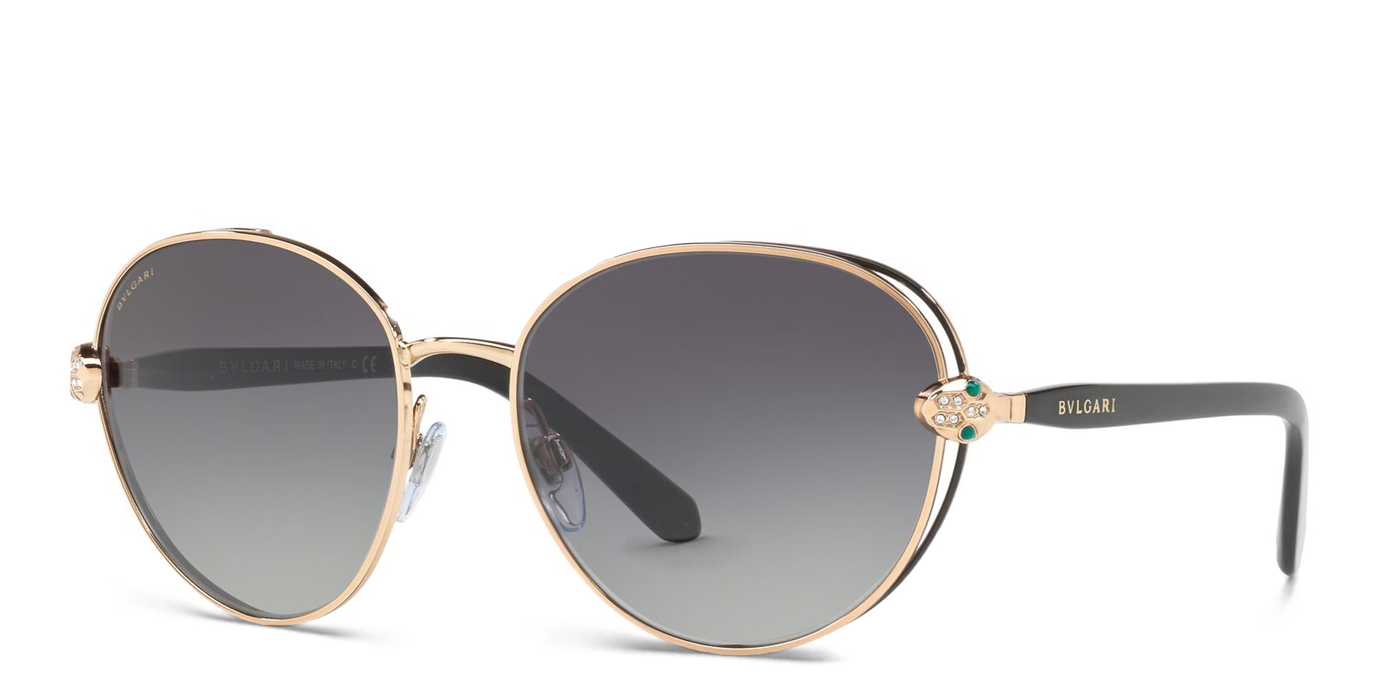 نظارة شمسية دائرية من بولغري بلون وردي ذهبي - صورة المنتج 2