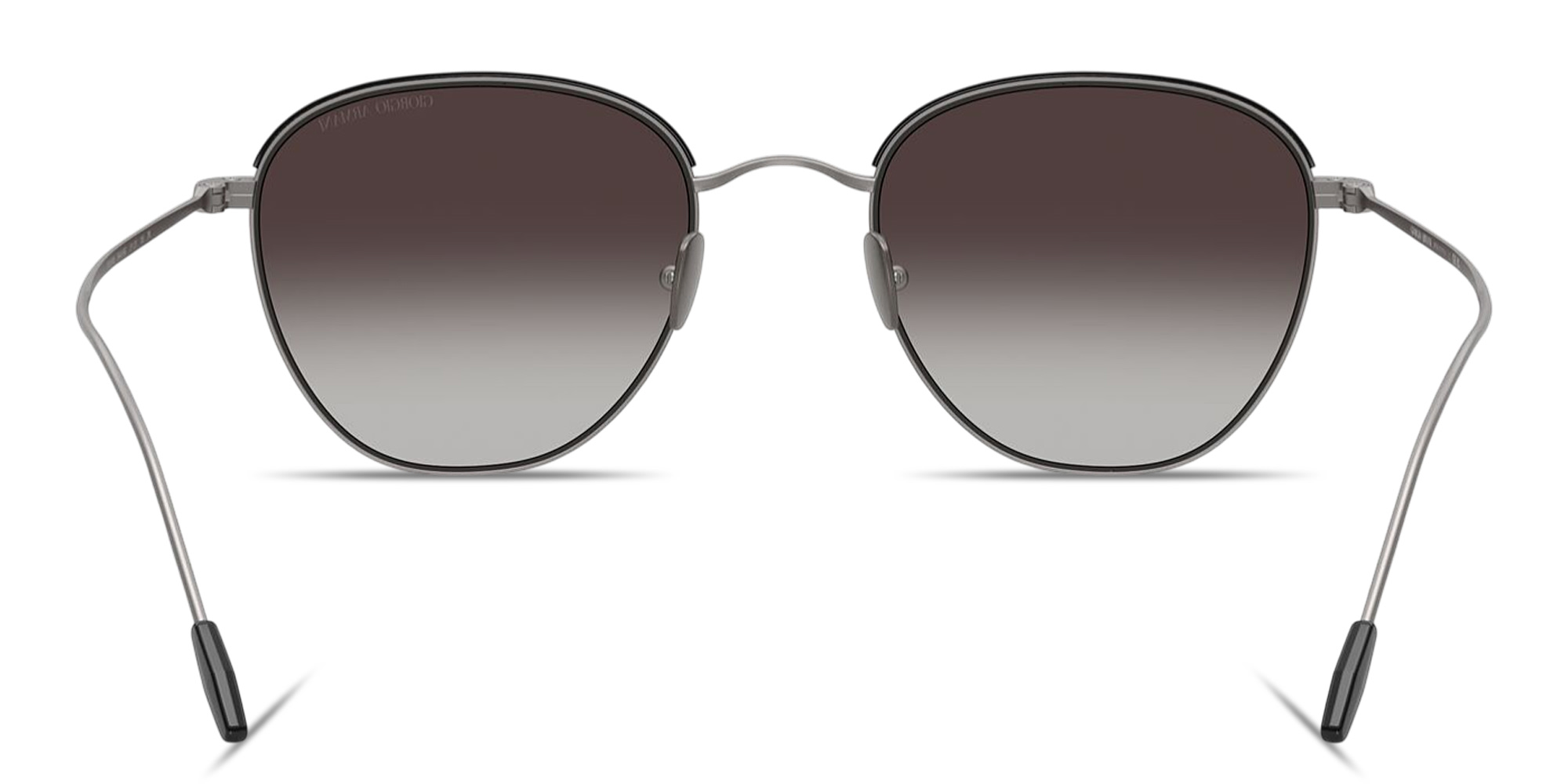 Shop GIORGIO ARMANI Engraved Logo Square Sunglasses in Matte Gunmetal online.