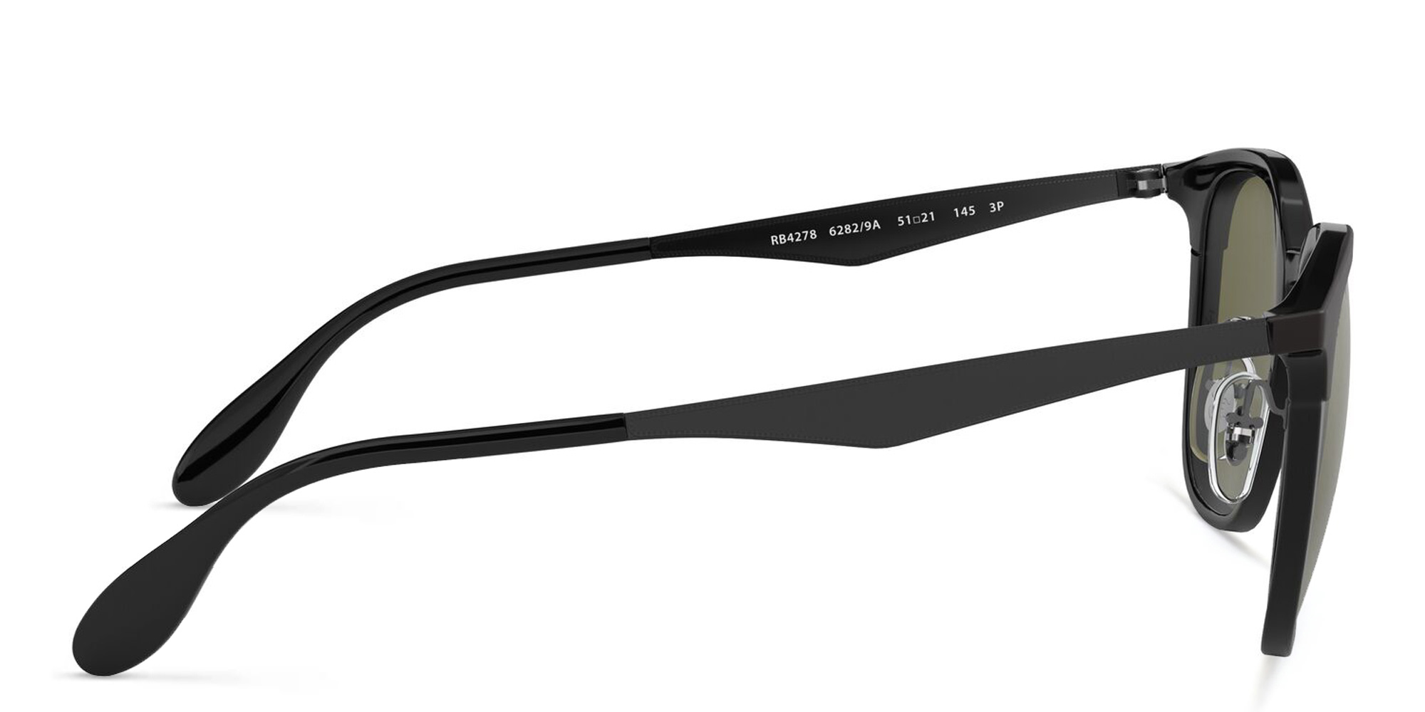 نظارة شمسية بإطار مربع للجنسين من راي بان بلون أسود - صورة المنتج 3