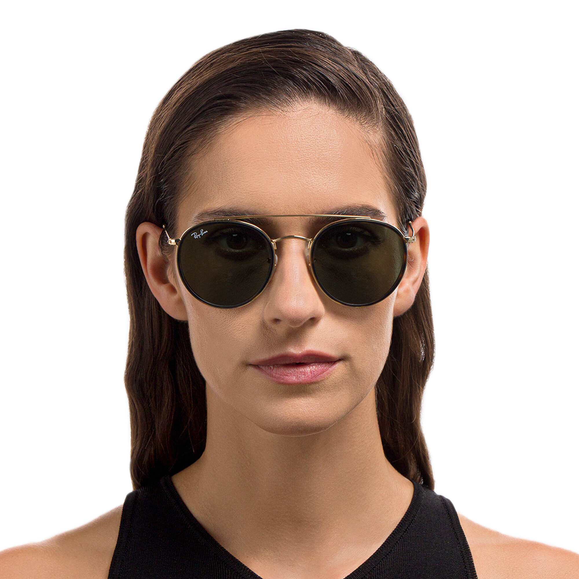 Ray-Ban Round Double Bridge Sunglasses in Gold – Product Photo 5