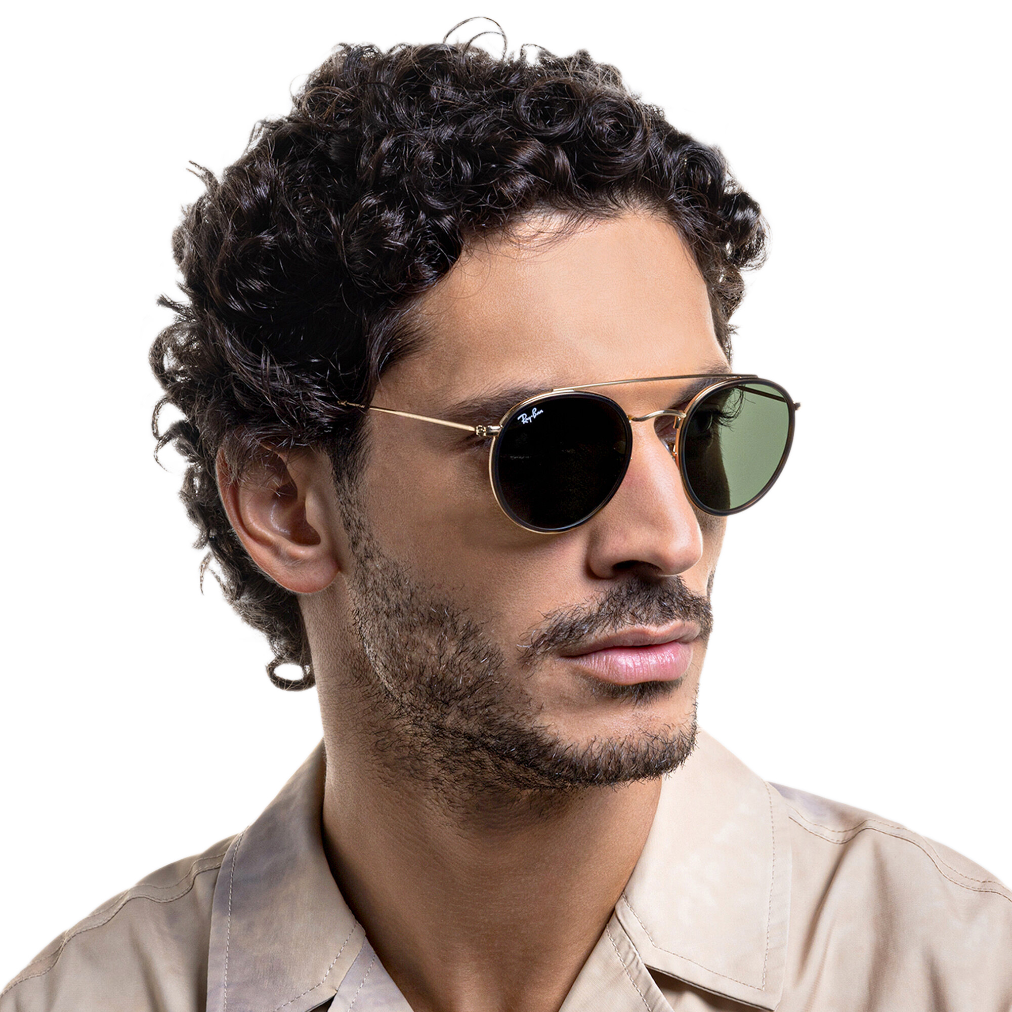 Ray-Ban Round Double Bridge Sunglasses in Gold – Product Photo 8