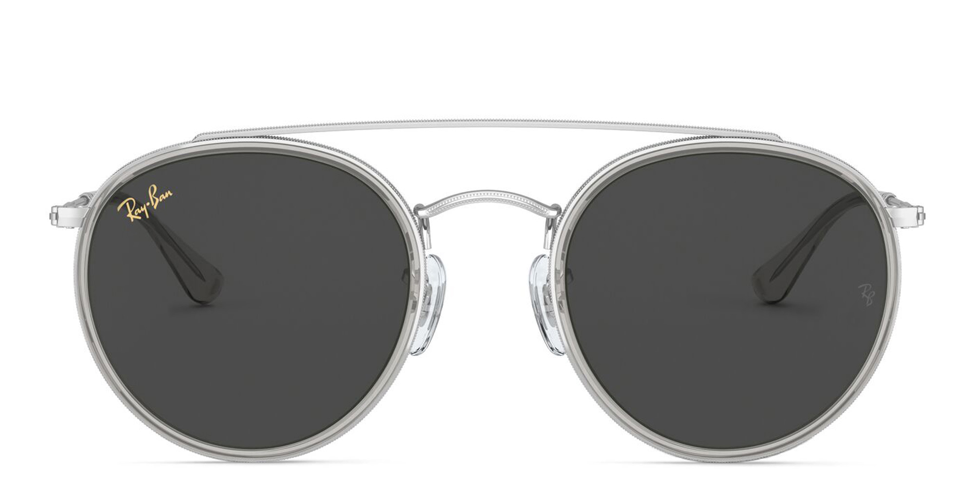 نظارة شمسية بإطار دائري للجنسين من راي بان بلون فضي - صورة المنتج 1