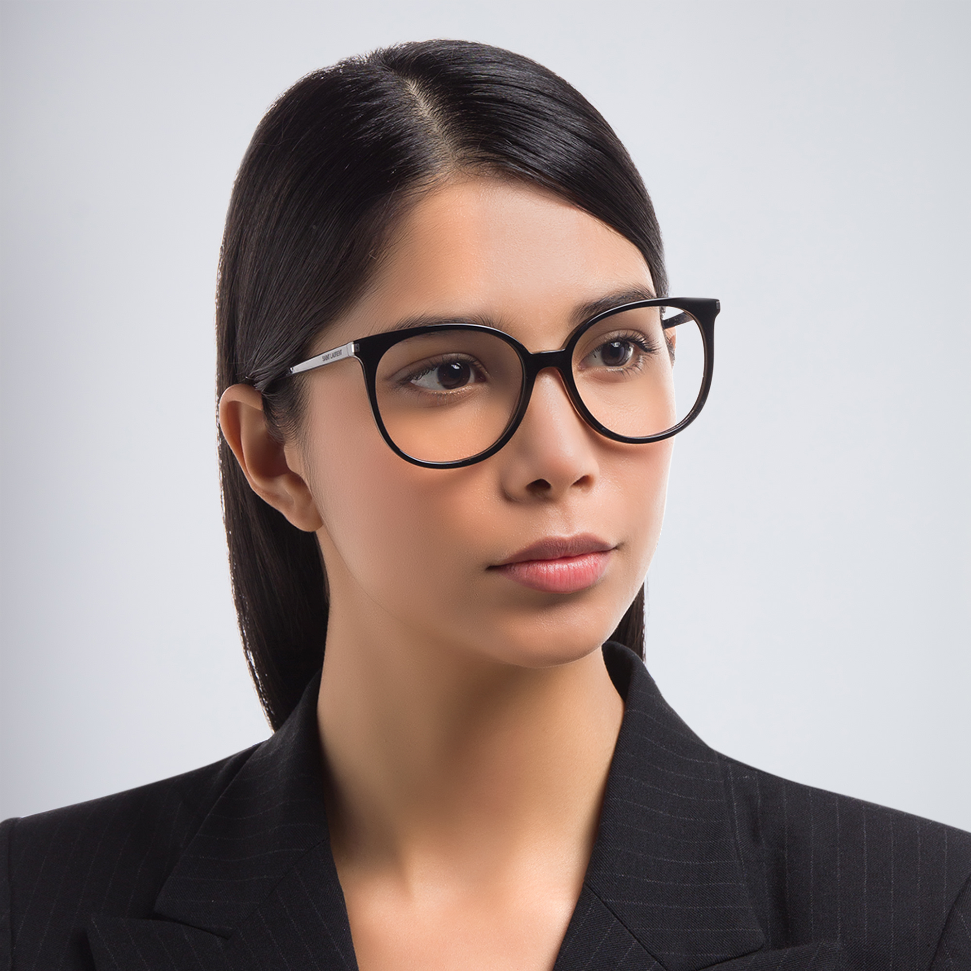 SAINT LAURENT Round Eyeglasses in Black – Product Photo 6