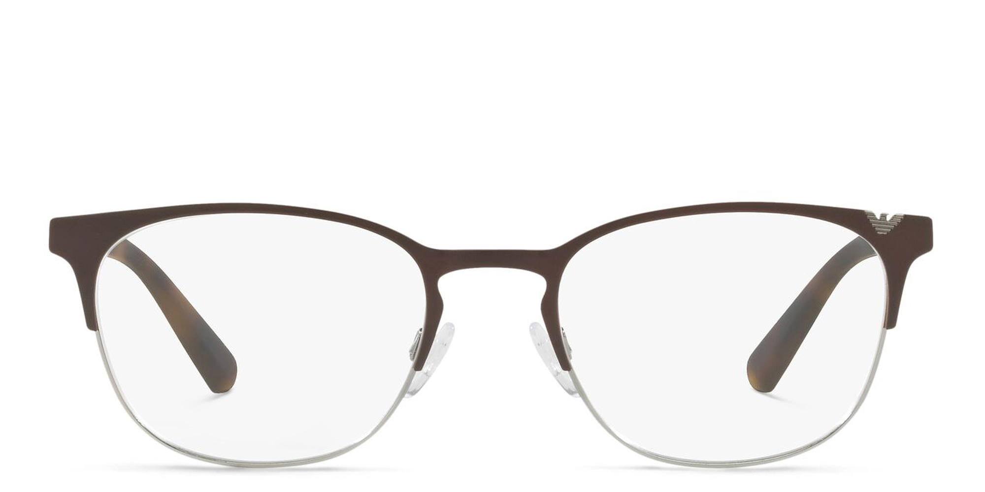 Emporio Armani Oval Eyeglasses in Matte Brown & Gunmetal – Product Photo 1