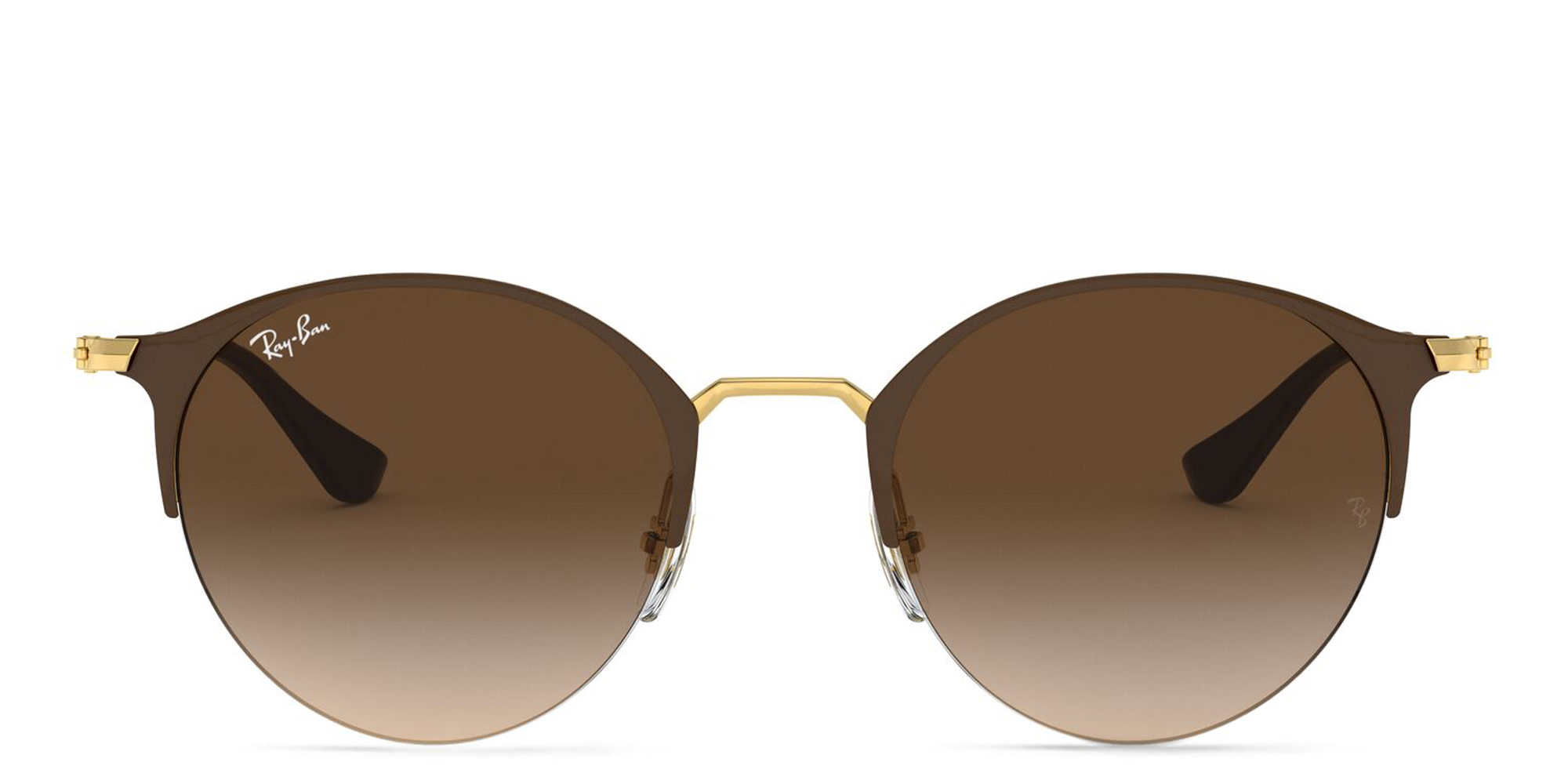 Ray-Ban Half Rim Round Sunglasses in Brown – Product Photo 1