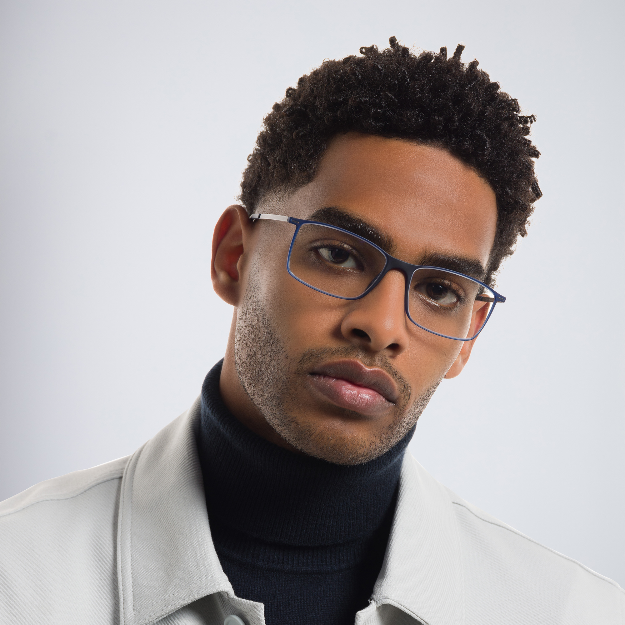 Silhouette Rectangle Eyeglasses in Blue – Product Photo 6