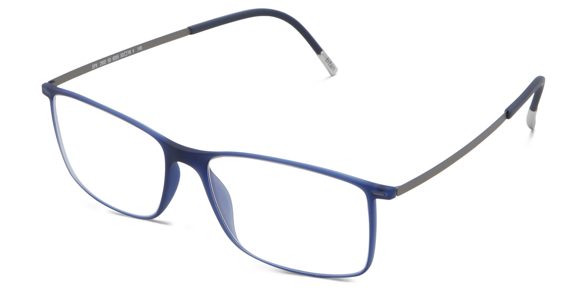 Silhouette Rectangle Eyeglasses in Blue – Product Photo 2