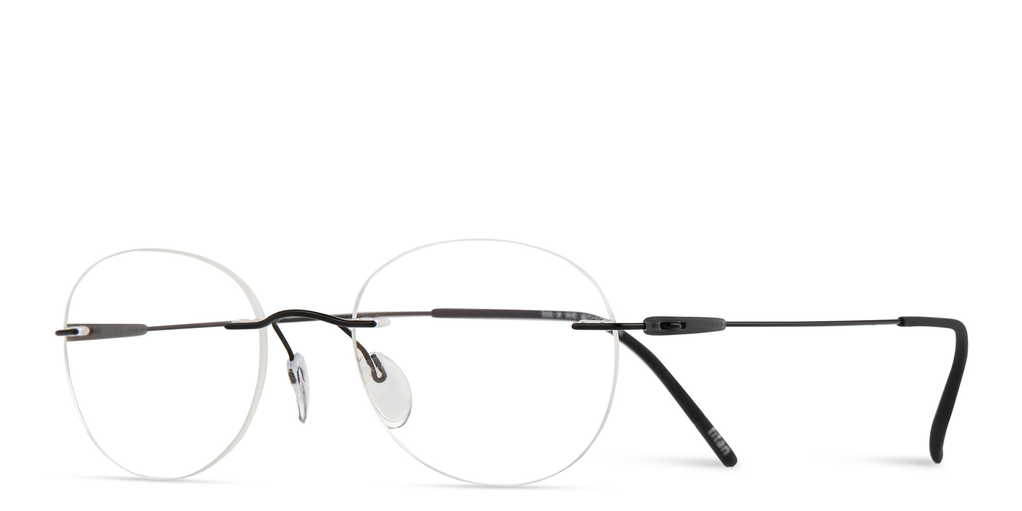 Silhouette Rimless Round Eyeglasses in Black – Product Photo 2