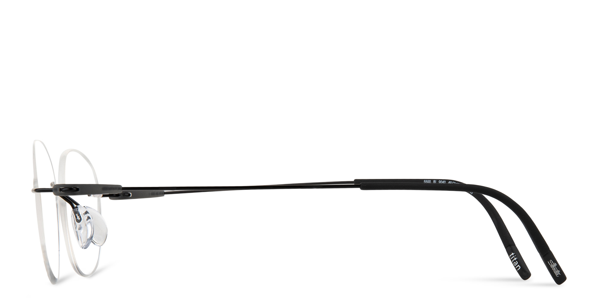 Silhouette Rimless Round Eyeglasses in Black – Product Photo 3