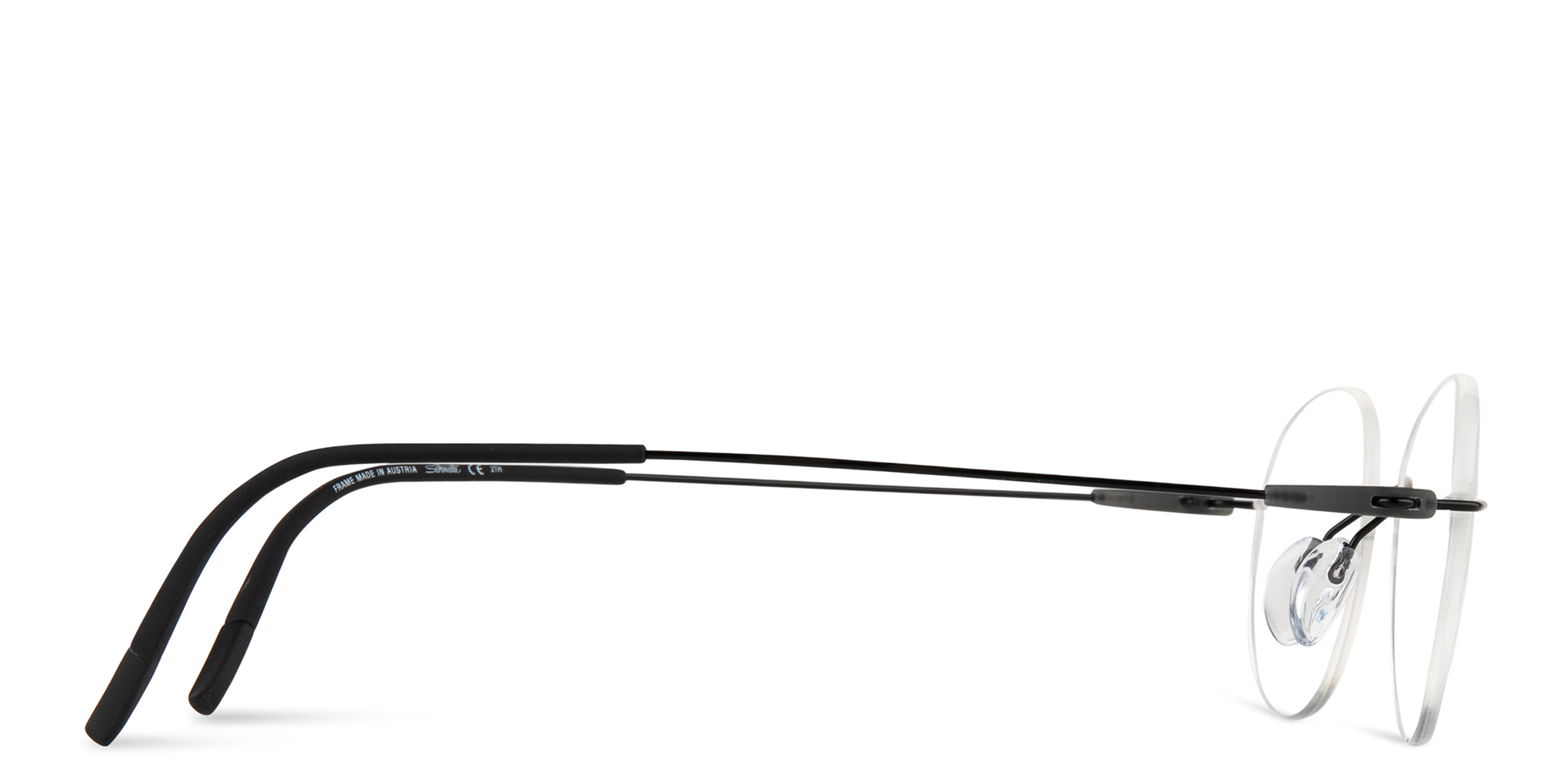 Silhouette Rimless Round Eyeglasses in Black – Product Photo 4