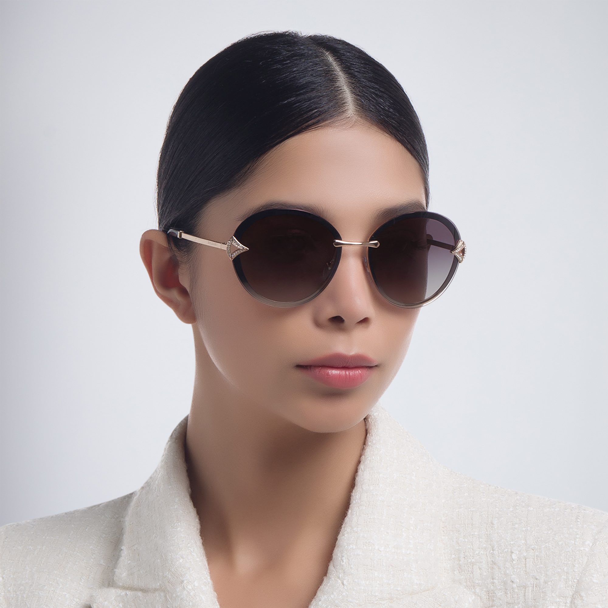 BVLGARI Rimless Round Sunglasses in Pink Gold – Product Photo 6