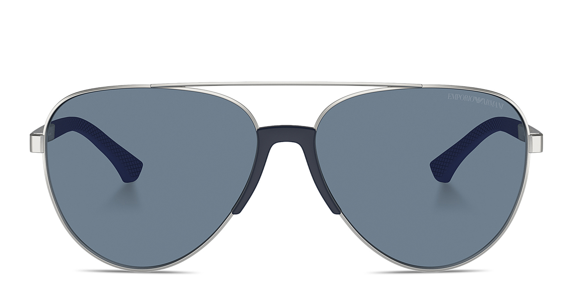 Emporio Armani Logo Signature Pilot Sunglasses in Silver – Product Photo 1