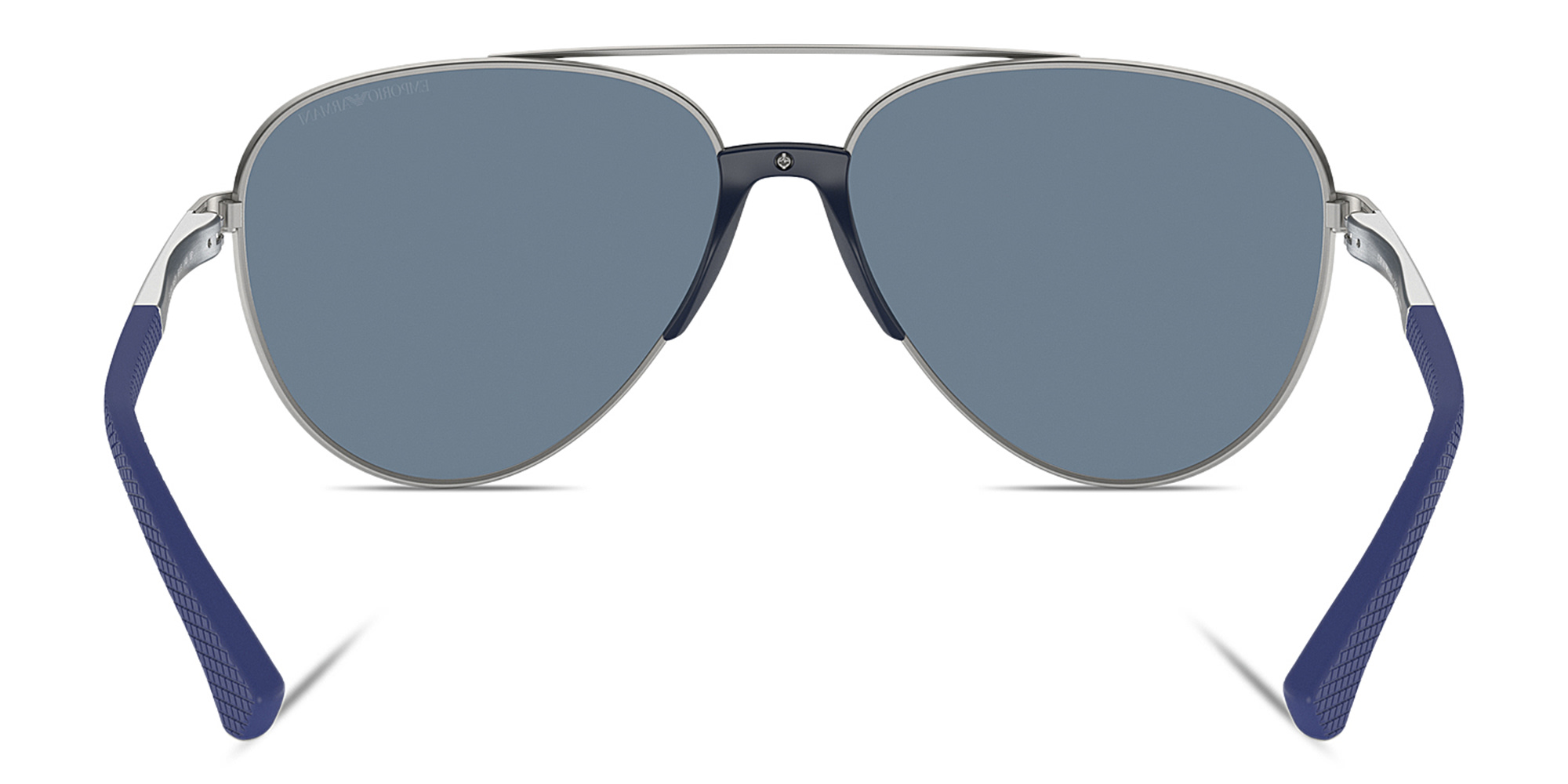 Emporio Armani Logo Signature Pilot Sunglasses in Silver – Product Photo 4
