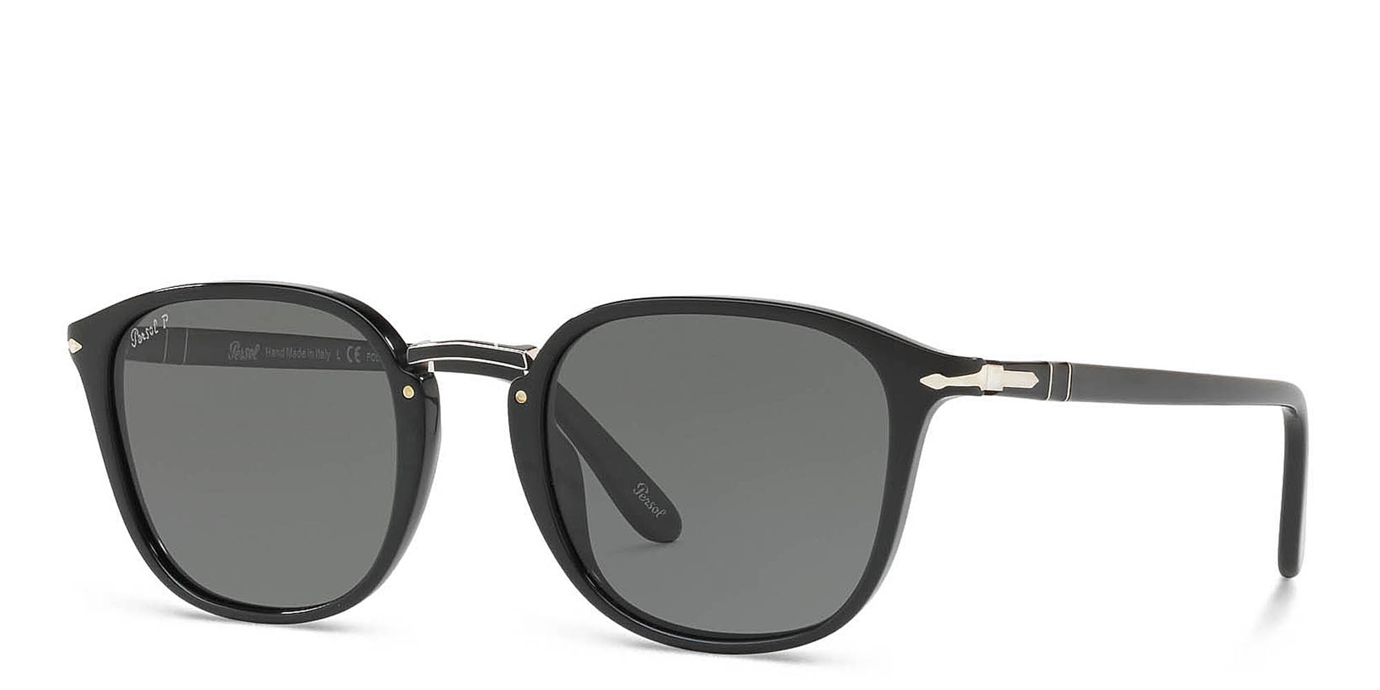 PERSOL Round Sunglasses in Black – Product Photo 2
