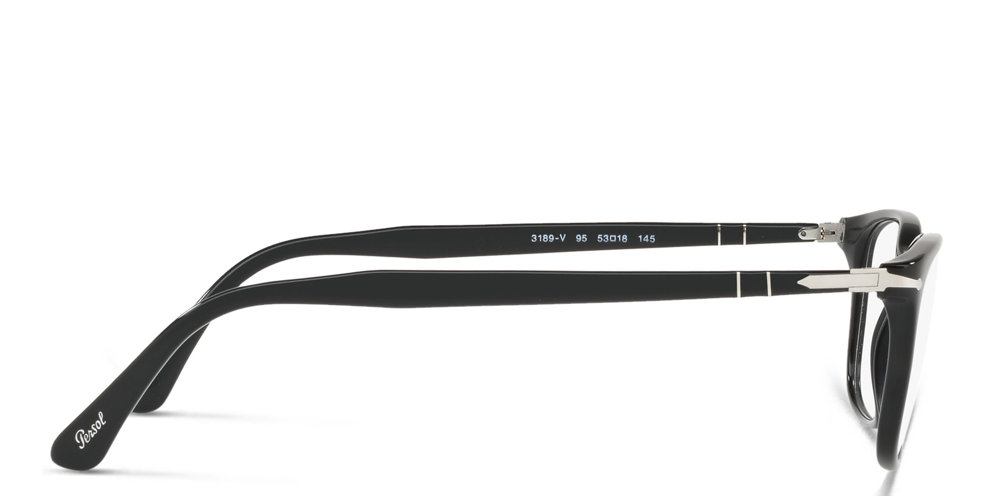 PERSOL Square Eyeglasses in Black – Product Photo 3