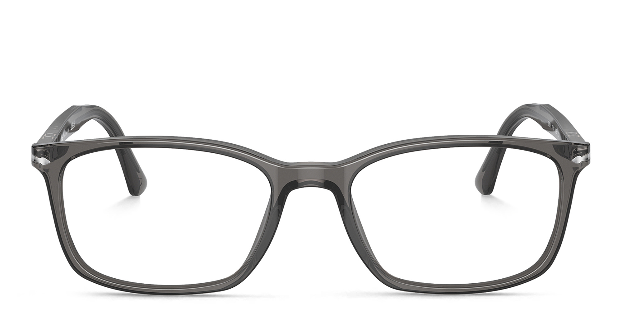 PERSOL Wide Rectangle Eyeglasses in Transparent Grey – Product Photo 1